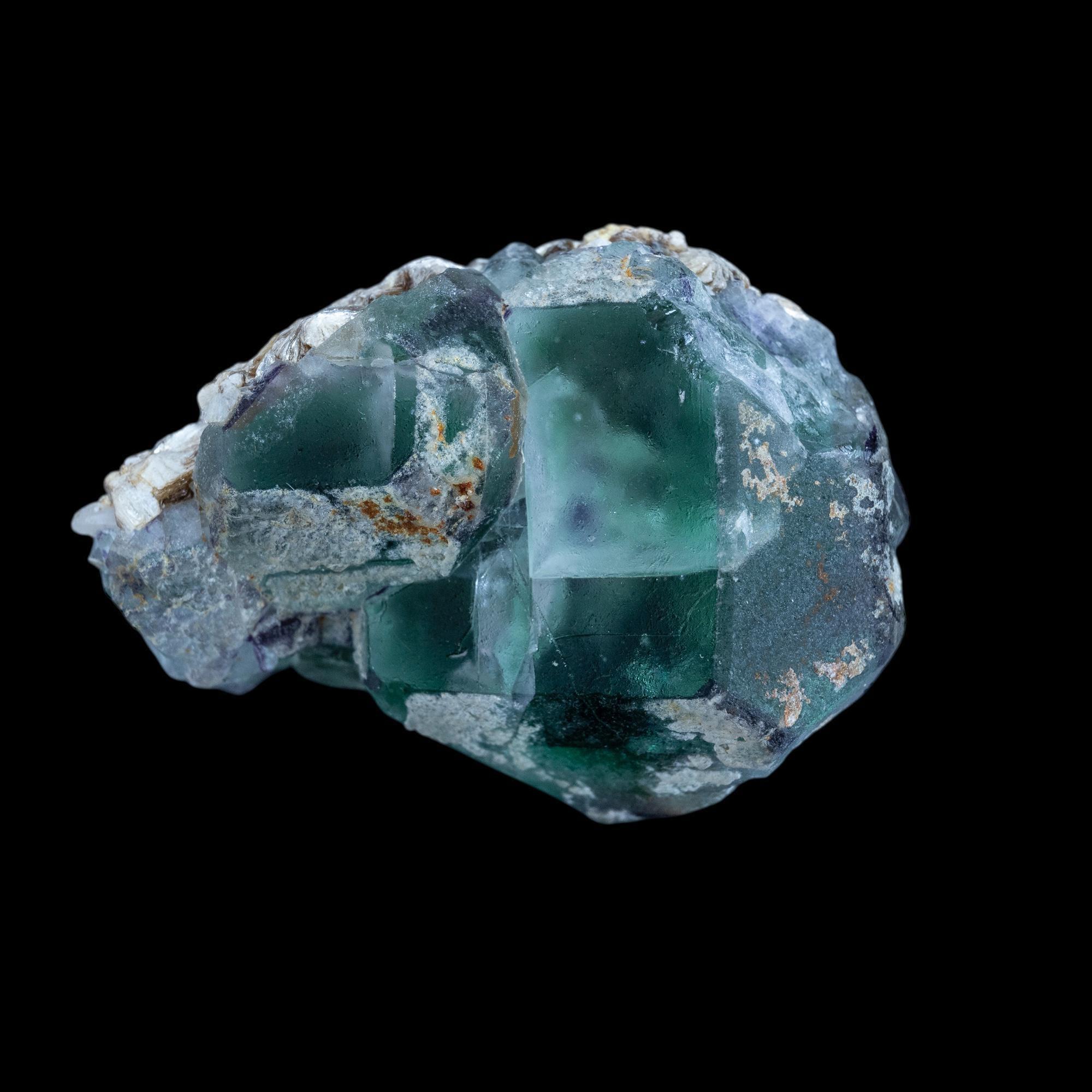 Green fluorite mineral specimen with opal inclusions, raw uv reactive fluorite from namibia