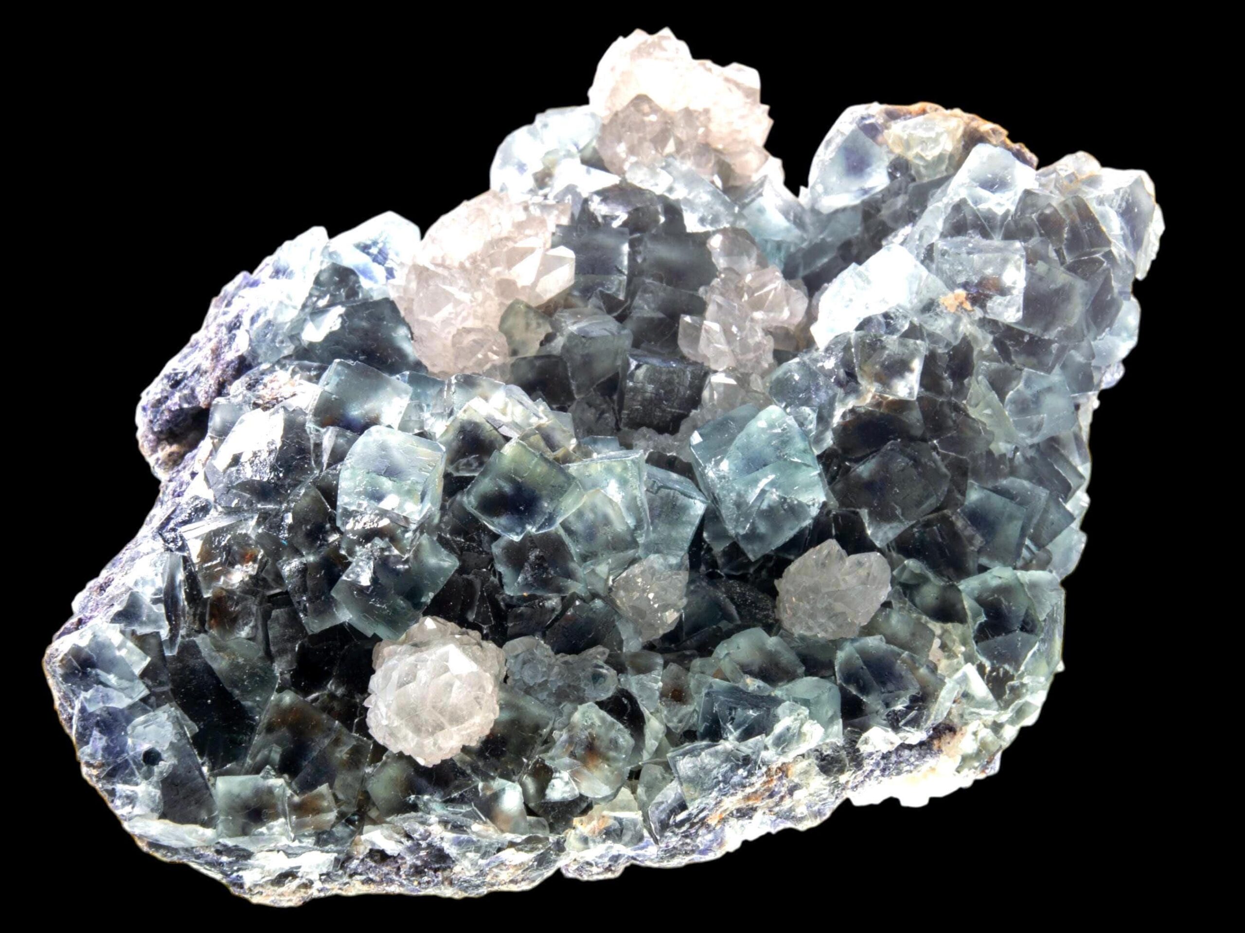 Large green fluorite crystal cluster with quartz, raw cubic fluorite specimen, statement crystal for collectors, desk or altar gift