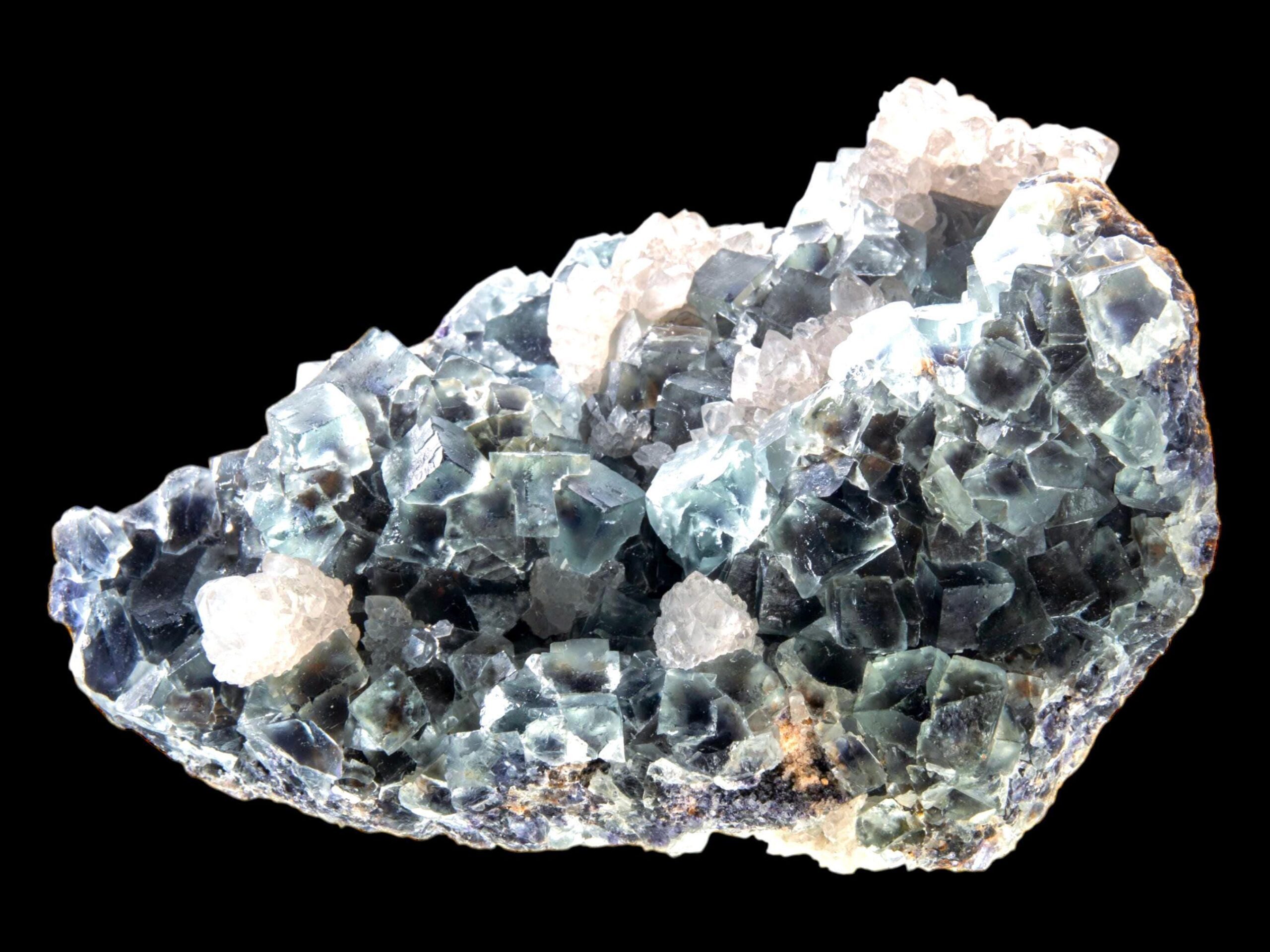 Large green fluorite crystal cluster with quartz, raw cubic fluorite specimen, statement crystal for collectors, desk or altar gift - Image 2