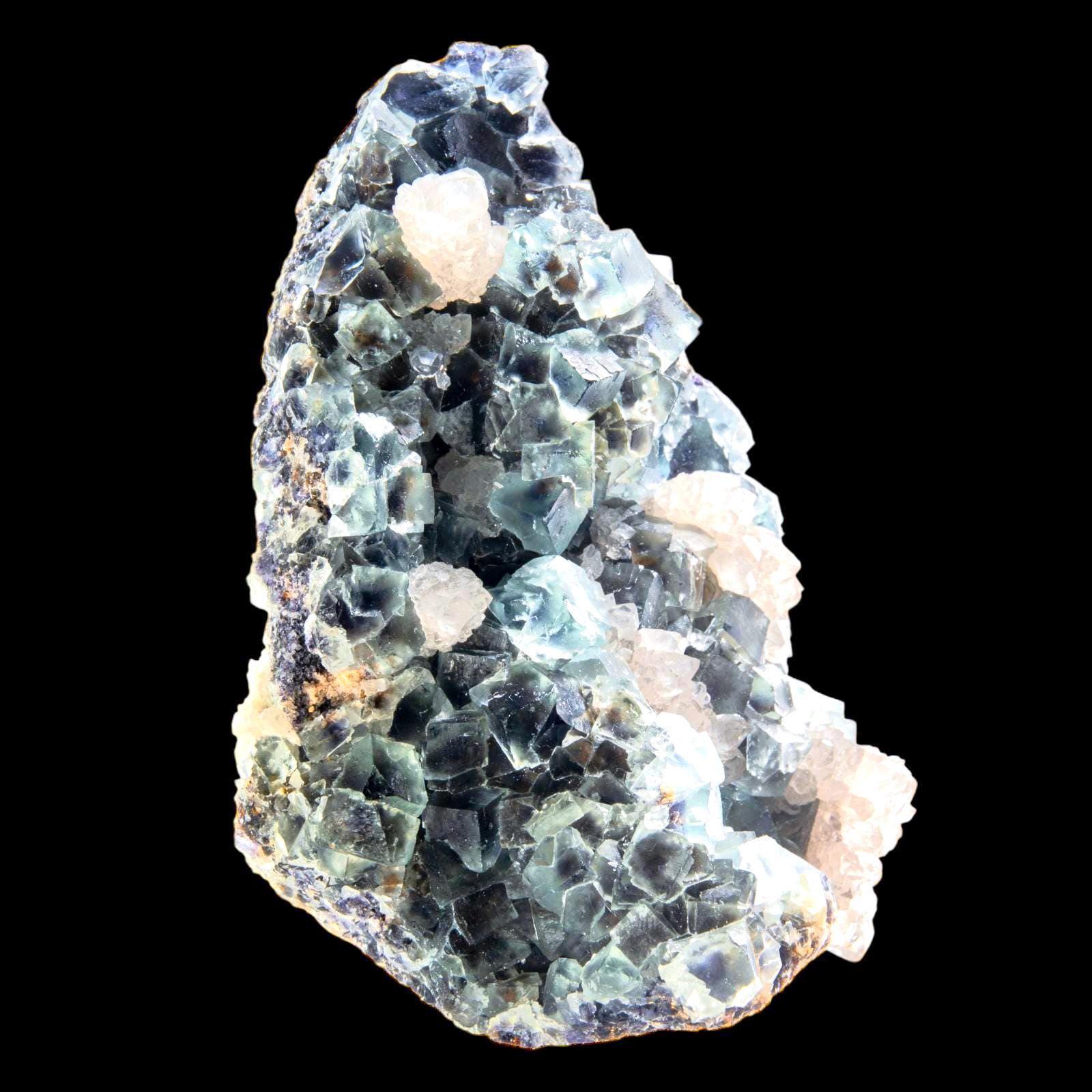 Large green fluorite crystal cluster with quartz, raw cubic fluorite specimen, statement crystal for collectors, desk or altar gift - Image 3