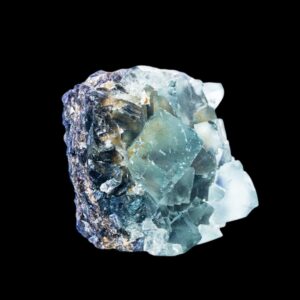 Blue fluorite crystal on matrix, natural fluorite with zoning, raw cubic fluorite cluster, namibian crystal specimen, gift for collectors