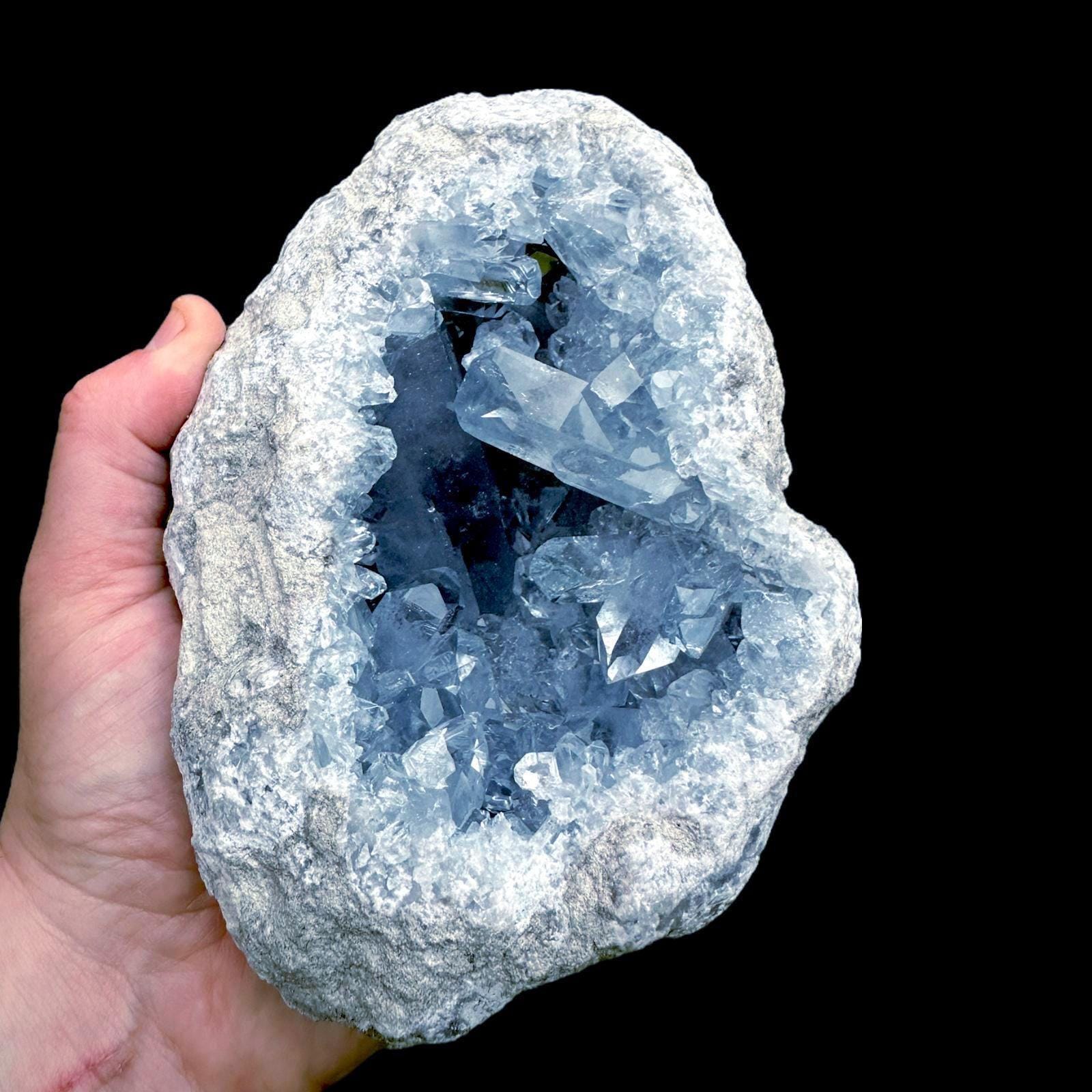 Celestite geode large crystal cluster natural celestite from madagascar for home decor or healing use display mineral - Image 2