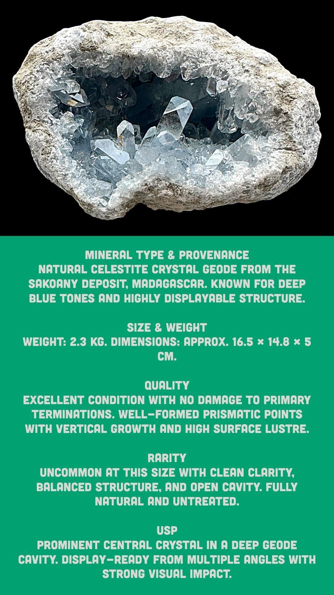 Celestite geode large crystal cluster natural celestite from madagascar for home decor or healing use display mineral - Image 9