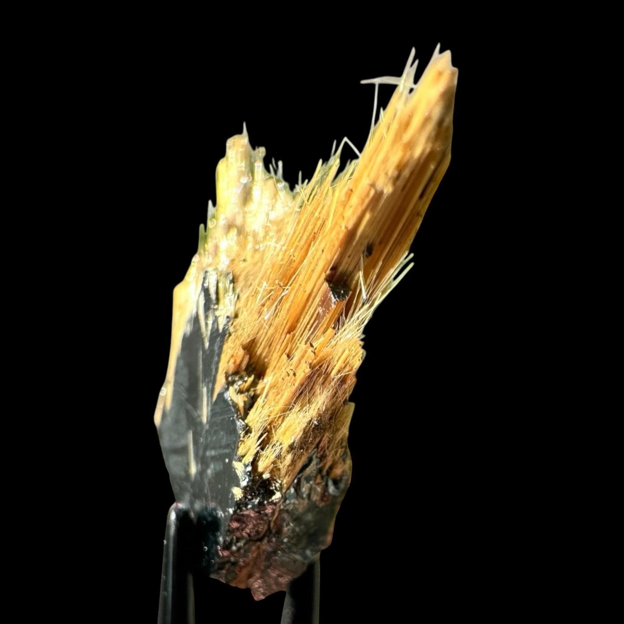 Golden rutile spray crystal on hematite natural rutile cluster collectible crystal brazil raw rutile specimen for display - Image 3