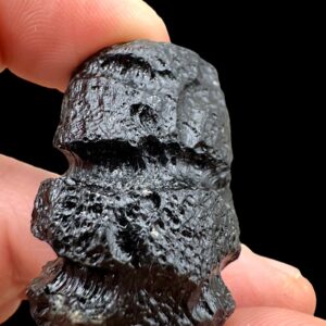 Black tektite rizalite from philippines, natural meteorite impact glass specimen, rare australasian tektite collectible mineral