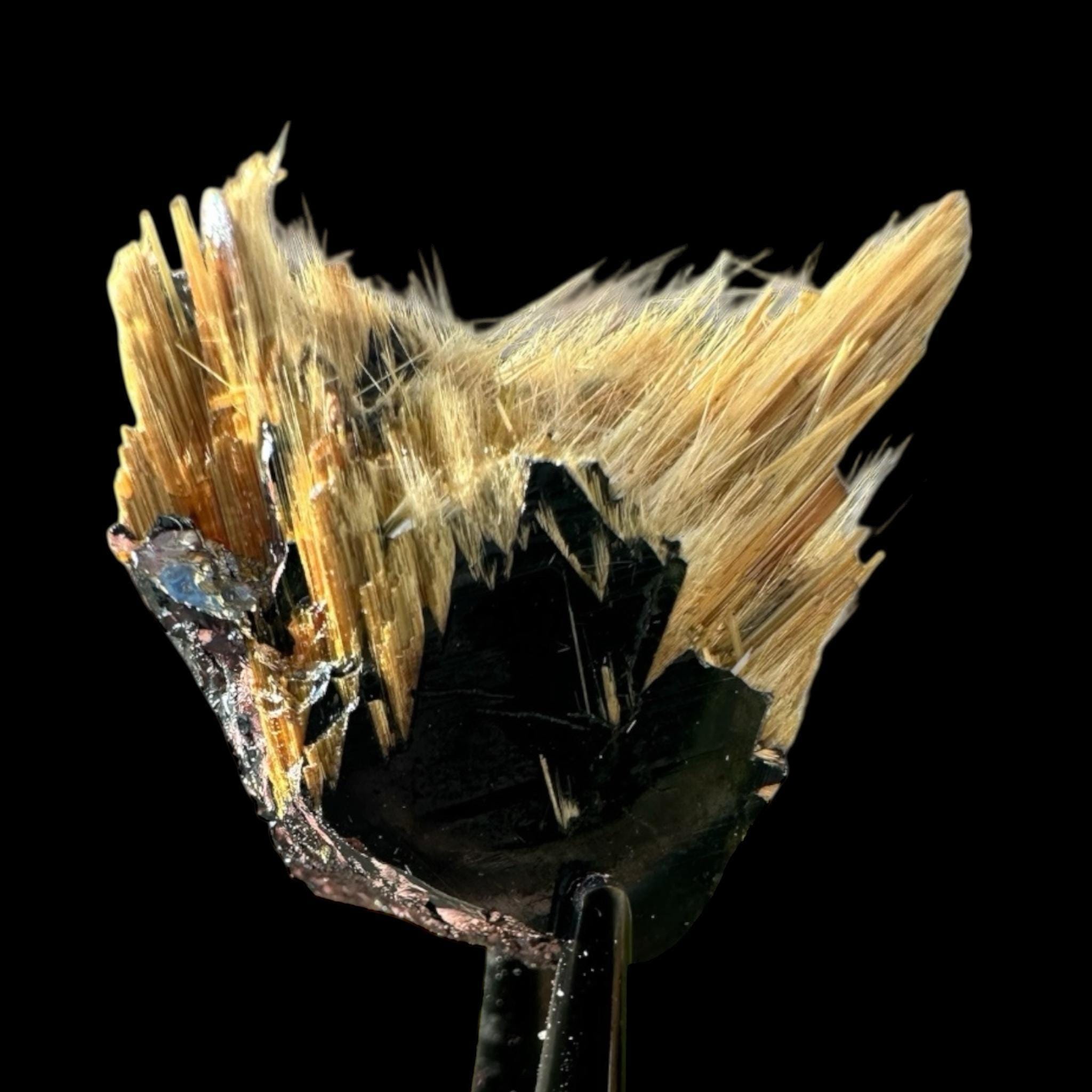 Golden rutile spray crystal on hematite natural rutile cluster collectible crystal brazil raw rutile specimen for display - Image 4