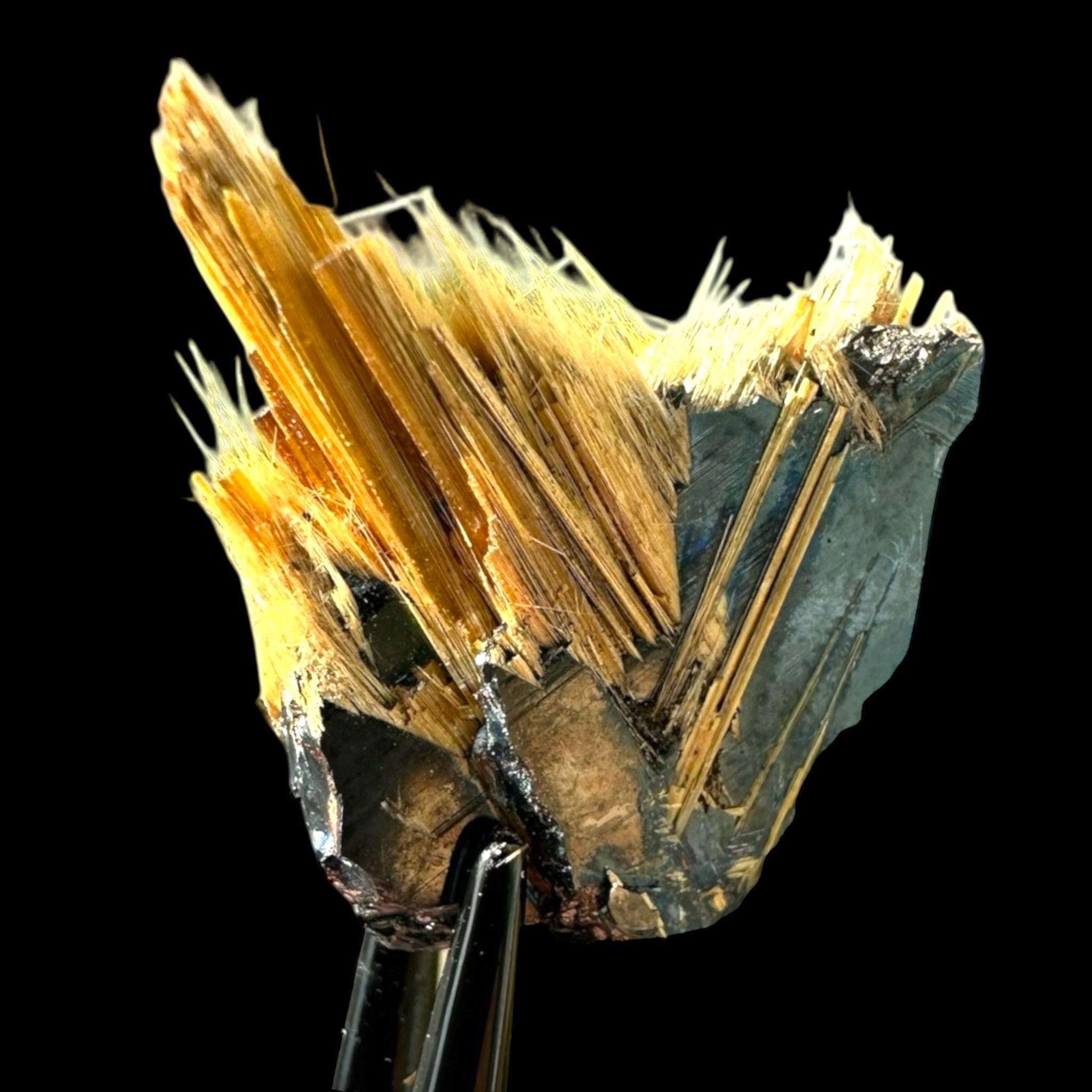 Golden rutile spray crystal on hematite natural rutile cluster collectible crystal brazil raw rutile specimen for display - Image 5