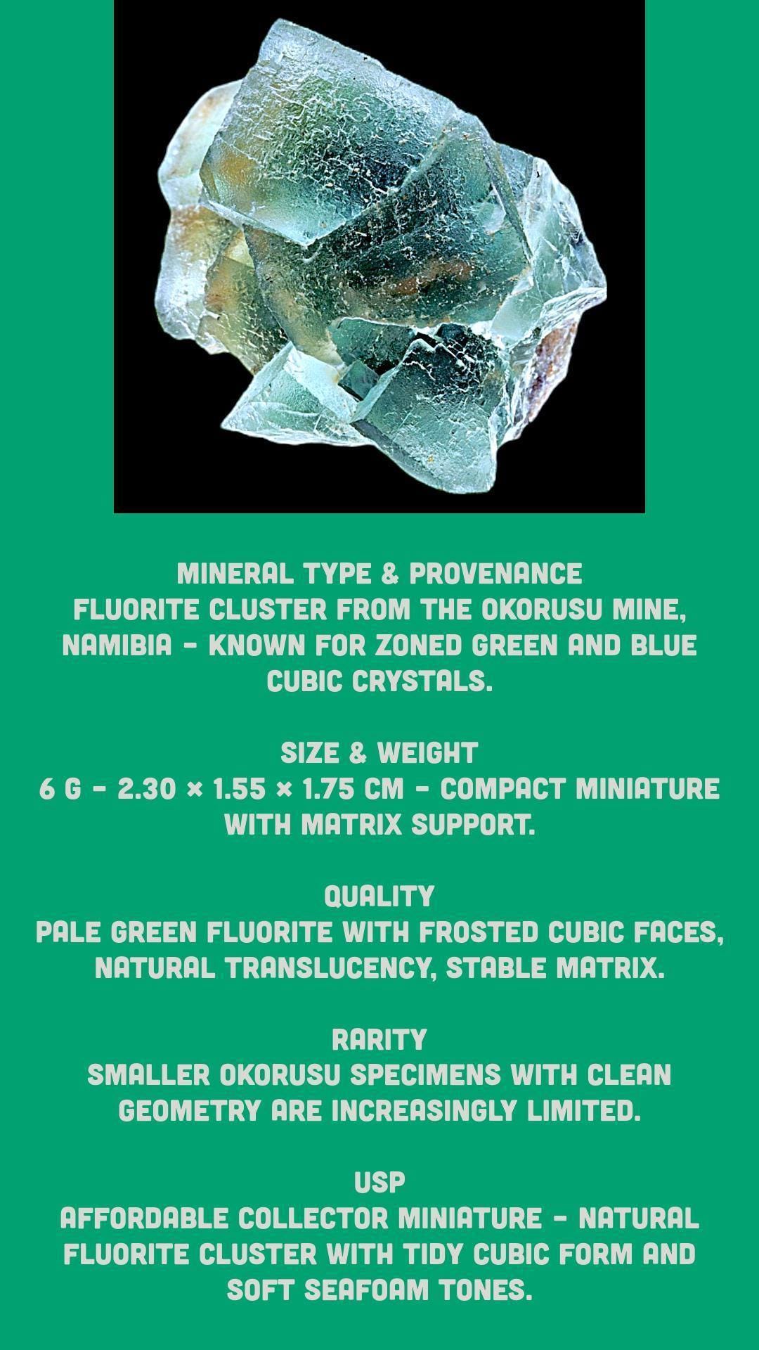Fluorite cluster, green fluorite crystal specimen, natural cubic fluorite with matrix base, okorusu namibia - Image 8