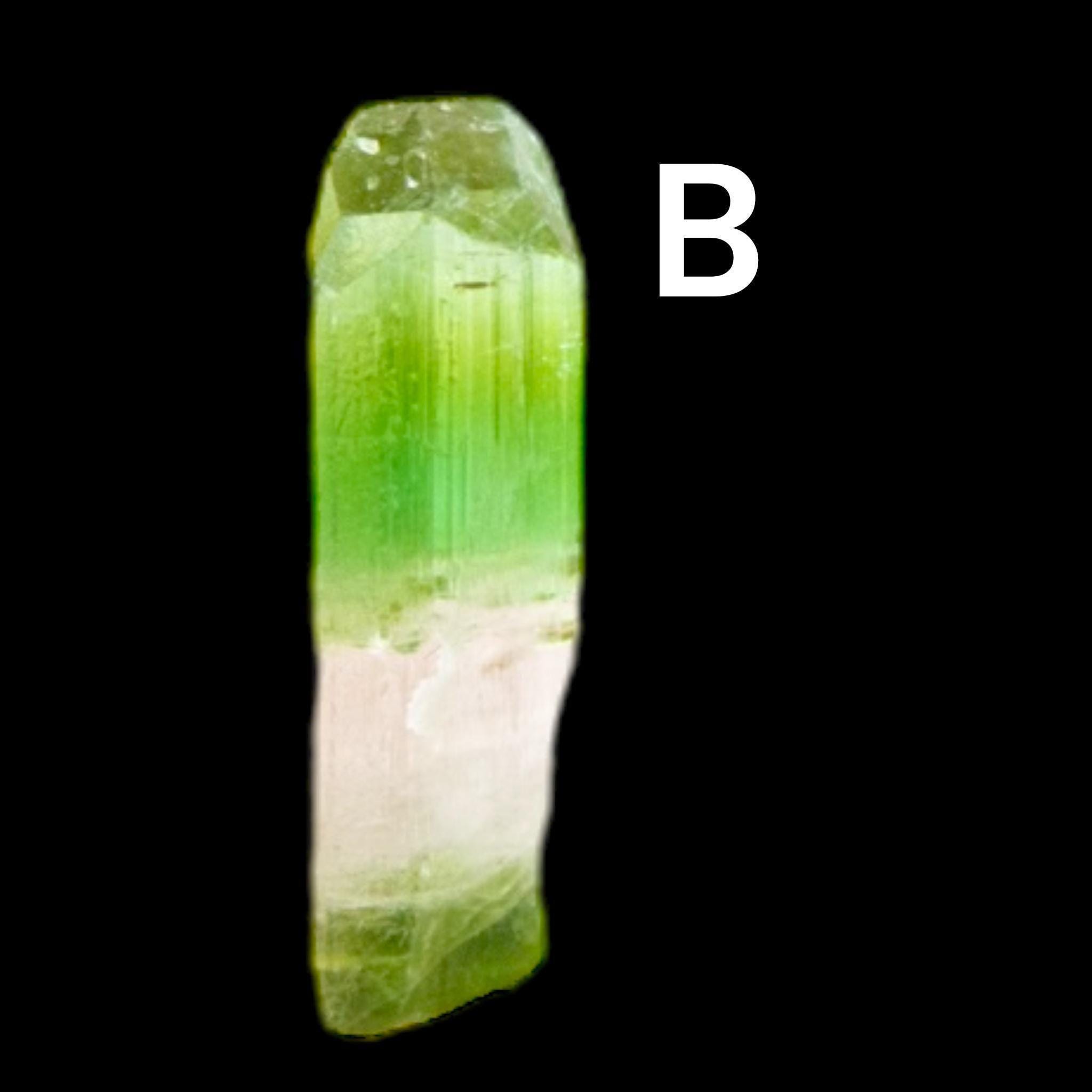 Green and pink paprok tourmaline crystal from afghanistan, natural tricolour miniature, terminated crystal for collectors or gifts - Image 4