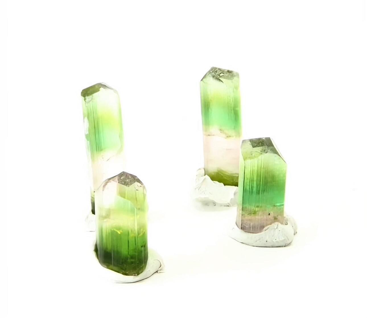 Green and pink paprok tourmaline crystal from afghanistan, natural tricolour miniature, terminated crystal for collectors or gifts - Image 9