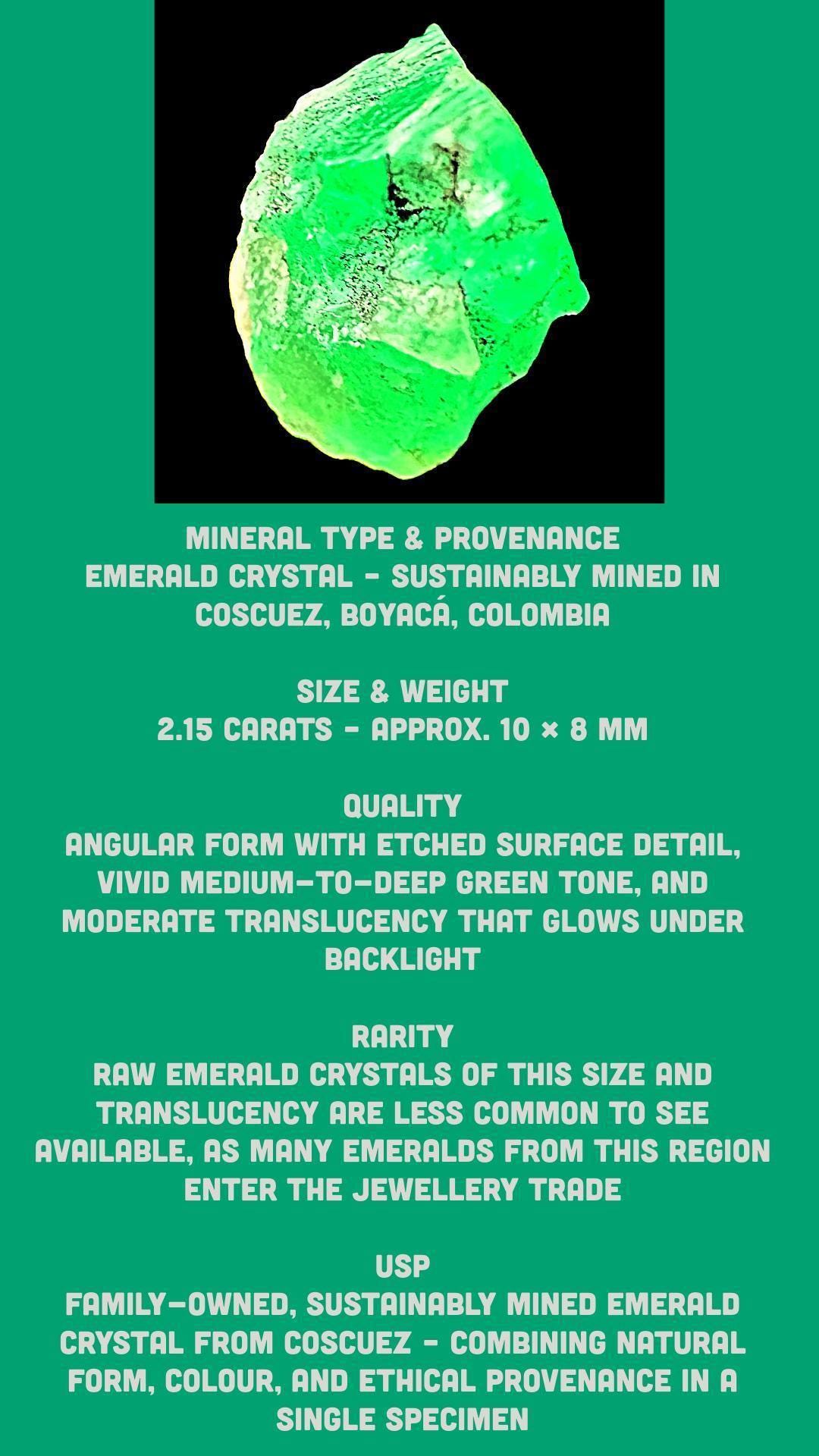 Emerald crystal raw sustainably mined, colombian emerald specimen from coscuez, uncut natural green emerald stone for collectors - Image 8