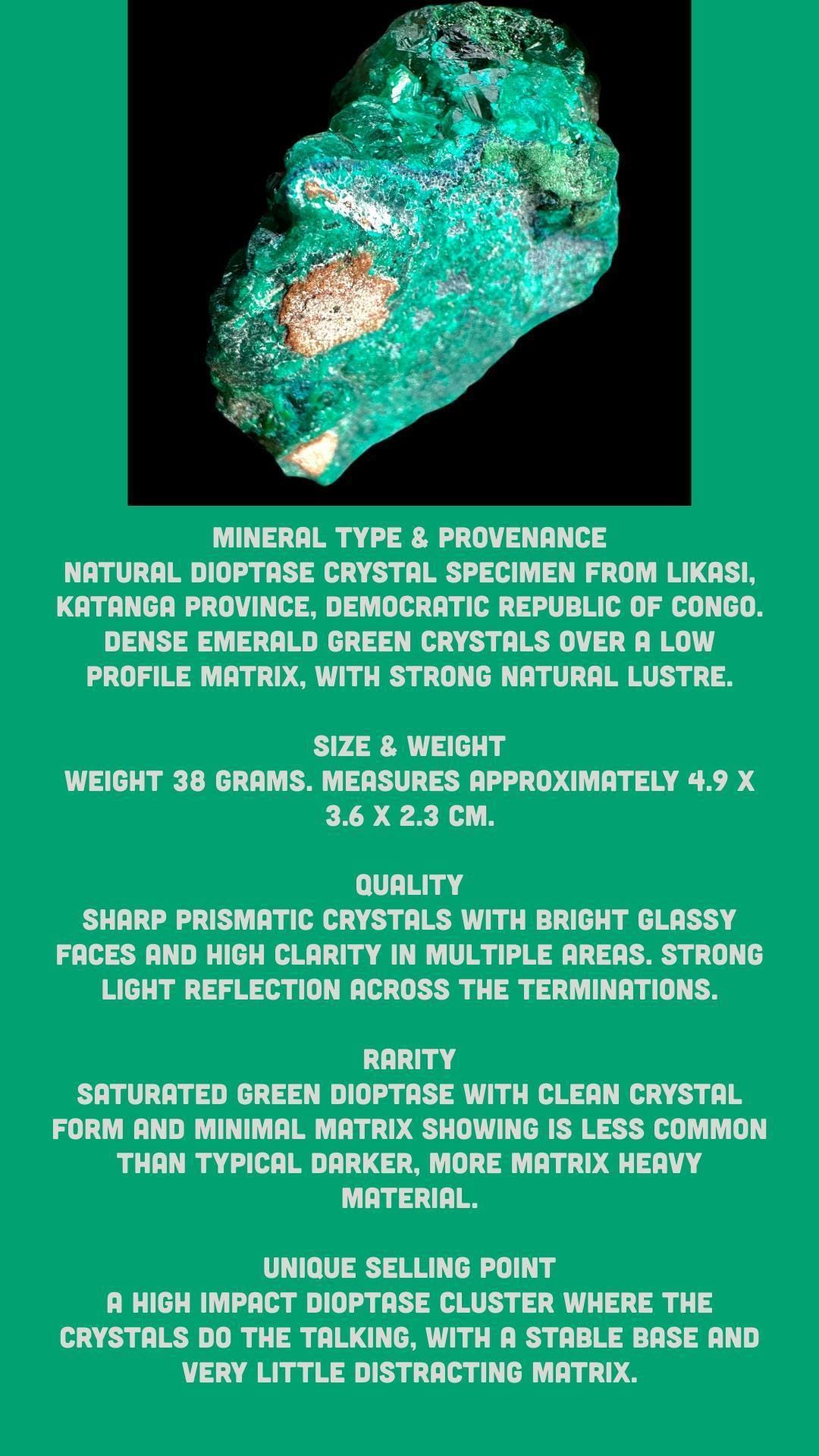 Dioptase crystal mineral specimen for collectors perfect for crystal healing or home decor - Image 7