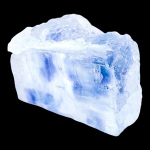 Blue halite crystal from new mexico, natural salt crystal with vivid blue zoning, rare halite specimen from closed kerr mcgee mine