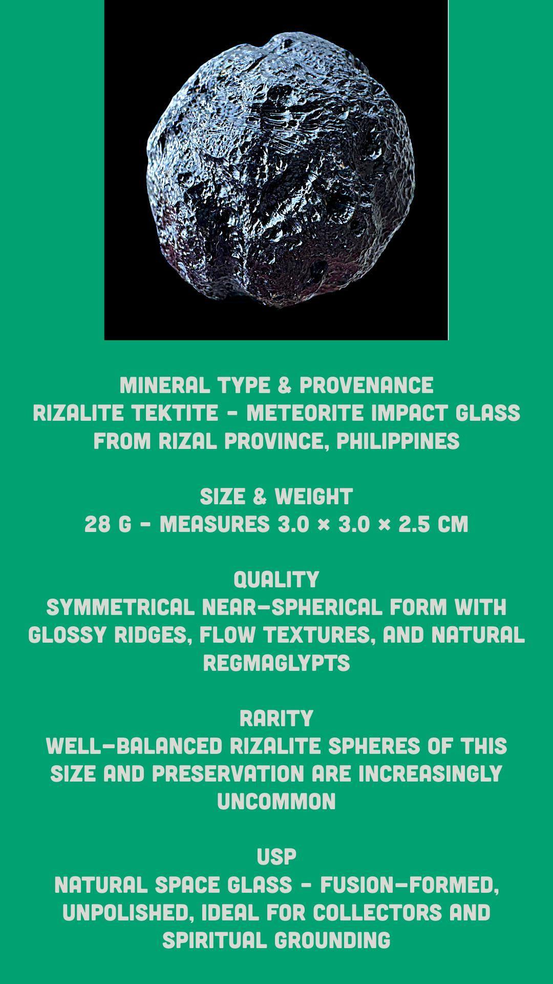 Black tektite rizalite from philippines, natural impact glass, meteorite tektite specimen, moldavite alternative, space glass crystal - Image 8