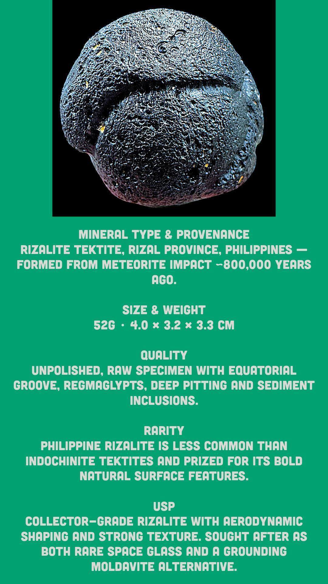 Black tektite crystal from philippines natural tektite meteorite glass raw tektite specimen moldavite alternative space glass - Image 9
