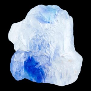 Blue halite crystal cluster, natural cubic salt crystal with vivid blue colour zoning, rare mineral specimen from new mexico