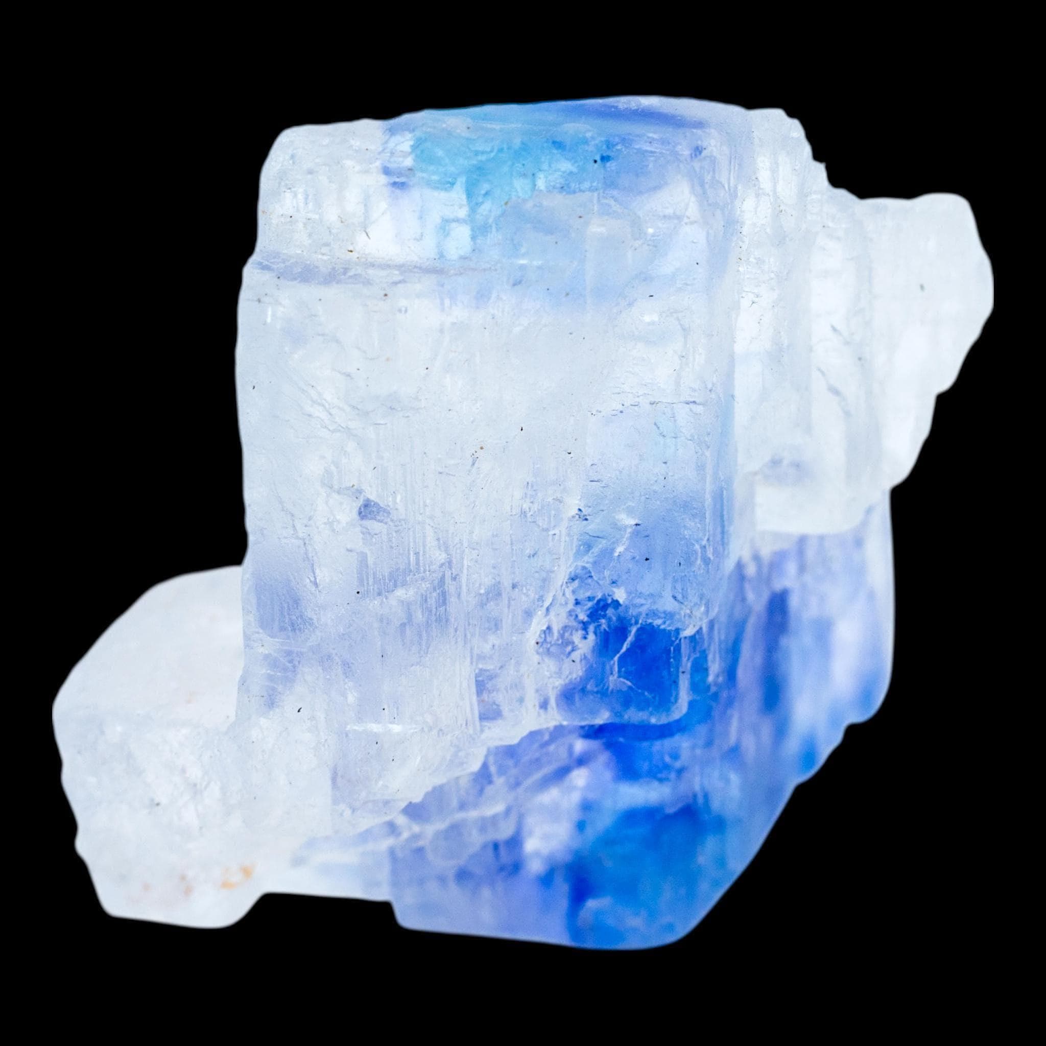Blue halite crystal cluster, natural cubic salt crystal with vivid blue colour zoning, rare mineral specimen from new mexico - Image 2