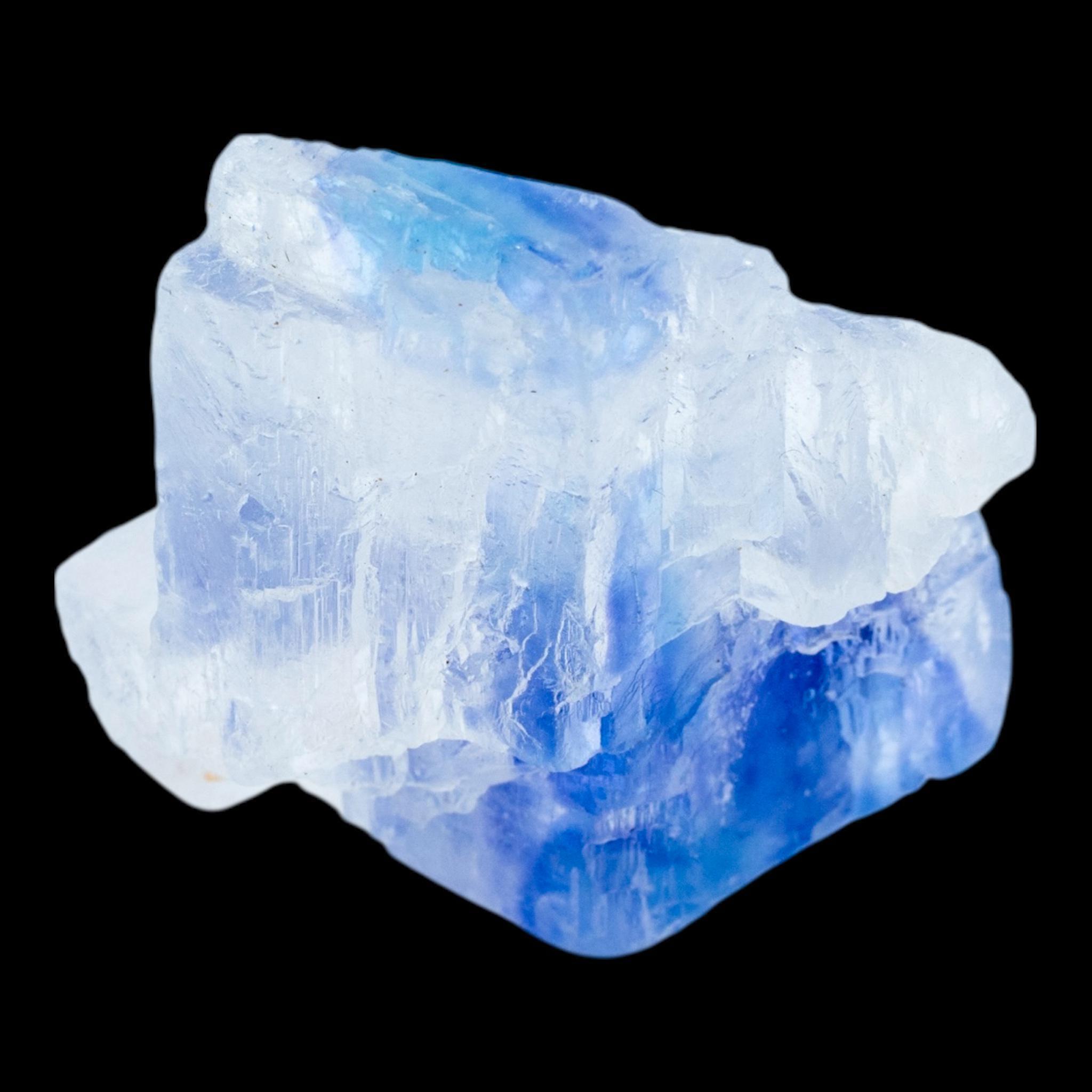 Blue halite crystal cluster, natural cubic salt crystal with vivid blue colour zoning, rare mineral specimen from new mexico - Image 3