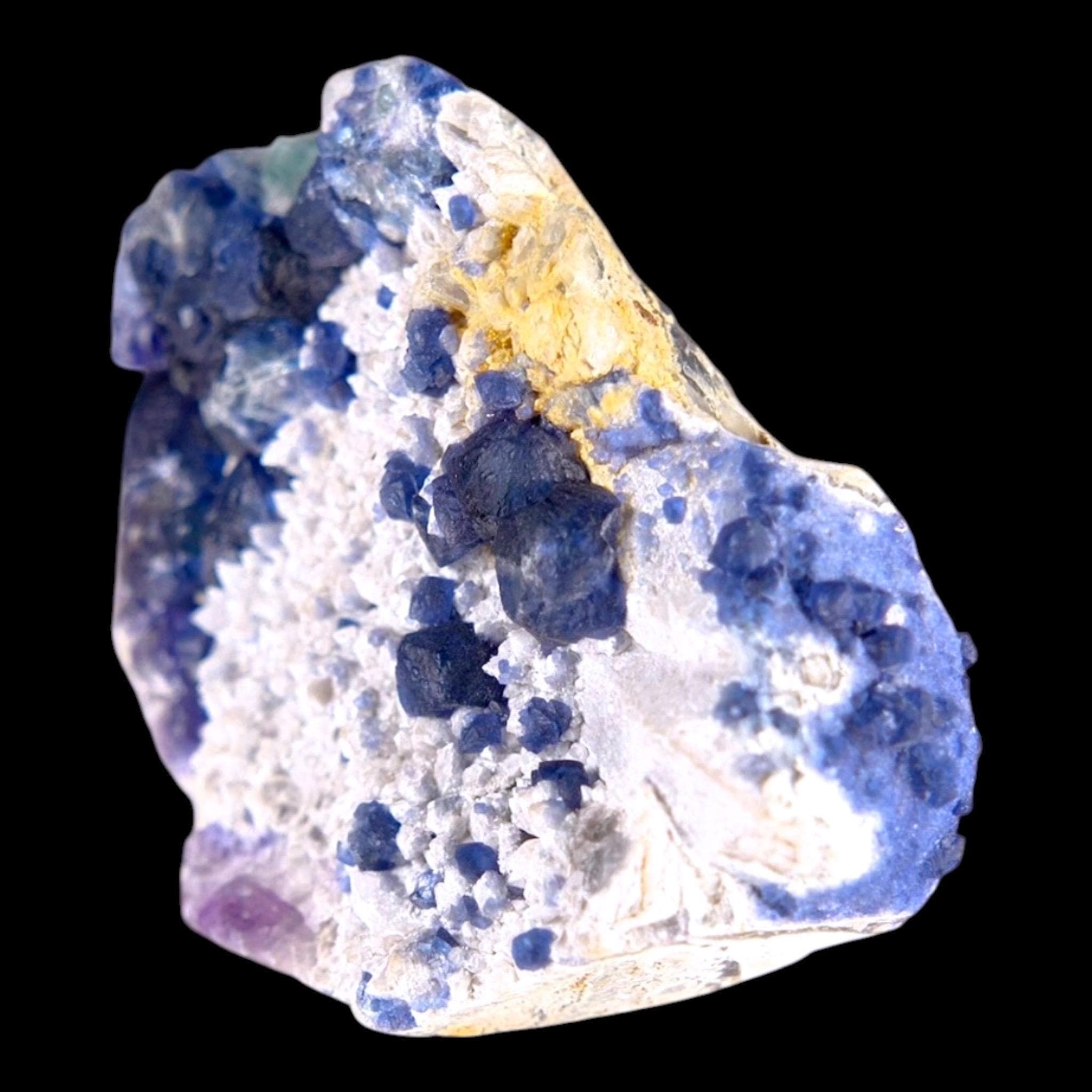 Blue fluorite cluster on white matrix, natural fluorite crystal from inner mongolia, botryoidal fluorite mineral specimen for collectors - Image 2