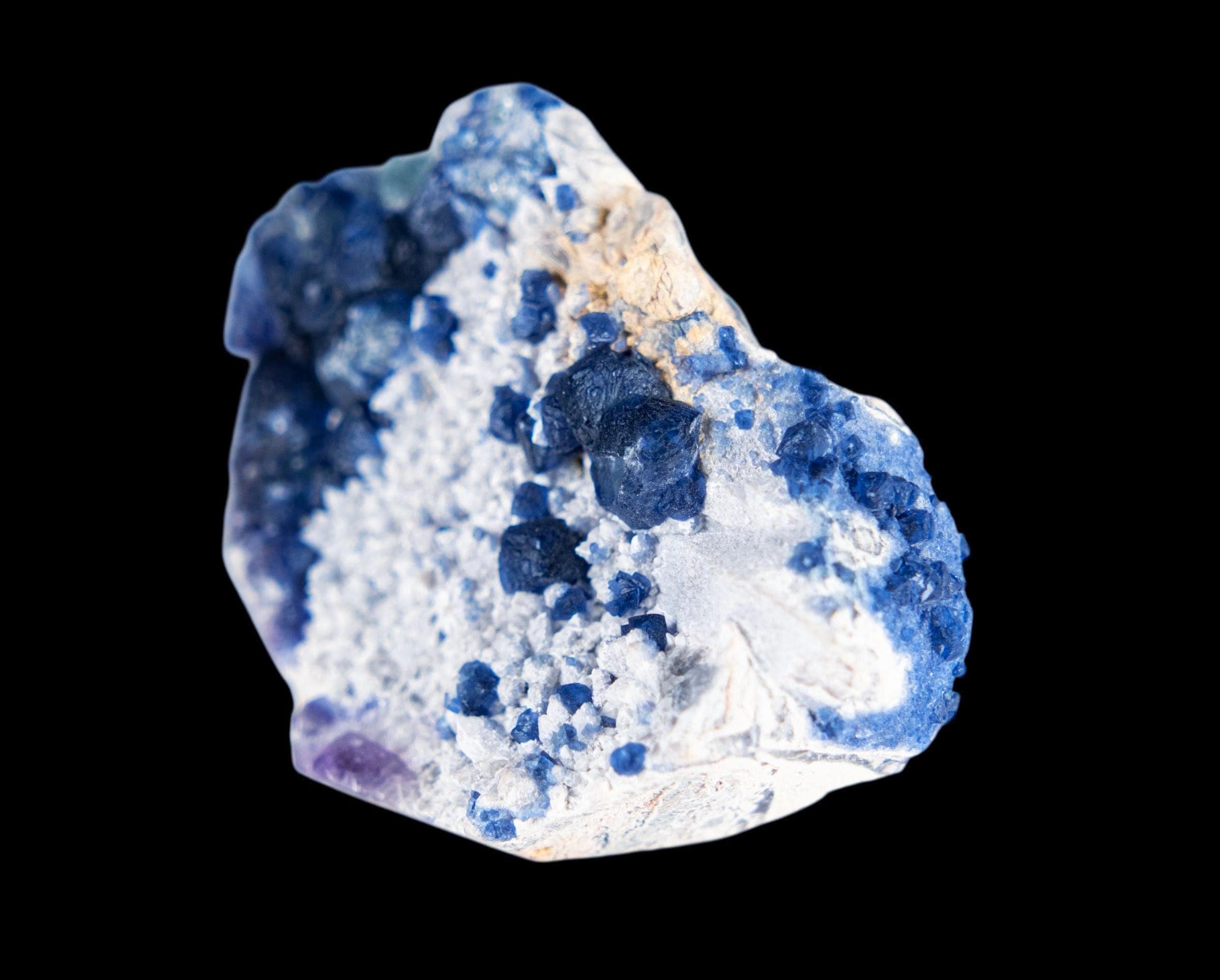Blue fluorite cluster on white matrix, natural fluorite crystal from inner mongolia, botryoidal fluorite mineral specimen for collectors - Image 3