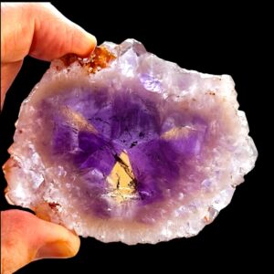Ametrine crystal slice natural purple and golden quartz from bolivia, polished slab for collectors or display, rare ametrine specimen