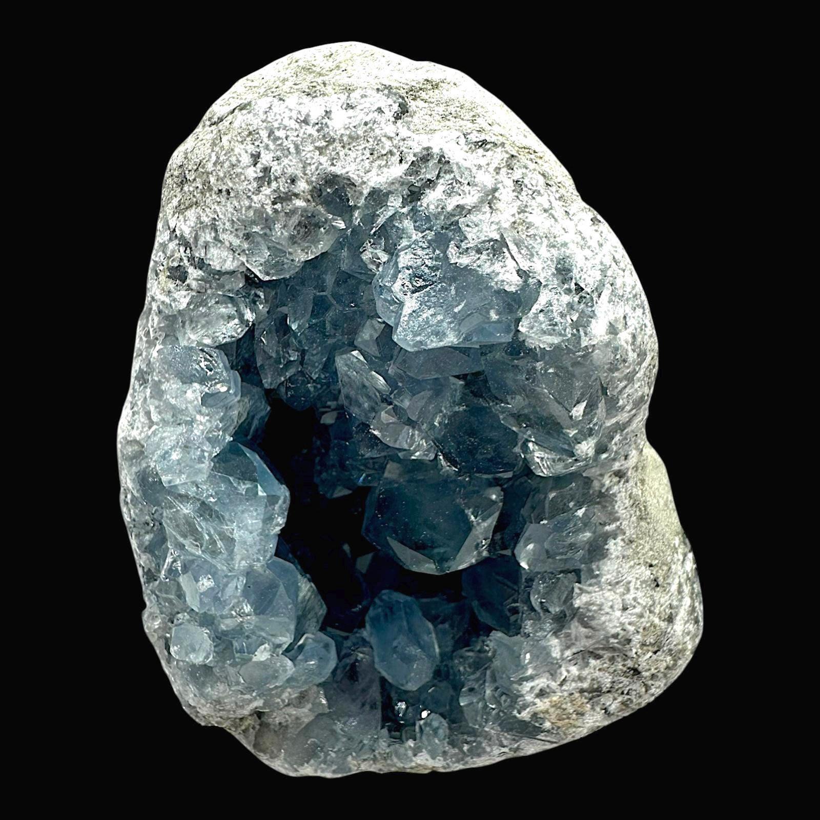 Blue celestite geode with deep blue crystals natural celestite cluster from madagascar for display or healing decor - Image 3