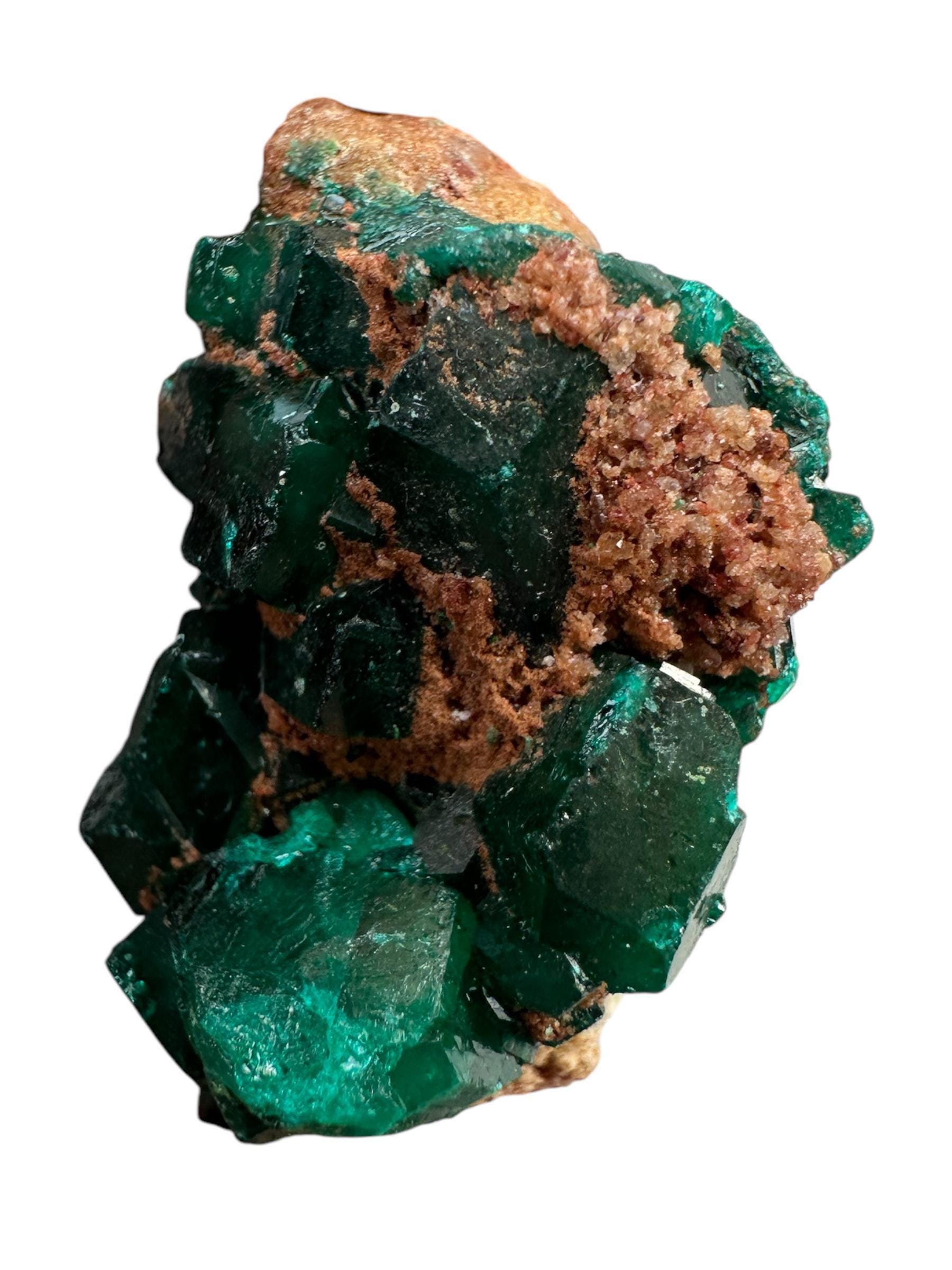 Dioptase on matrix, deep green congo crystal, raw mineral specimen, healing crystal, heart chakra, collector display piece - Image 4