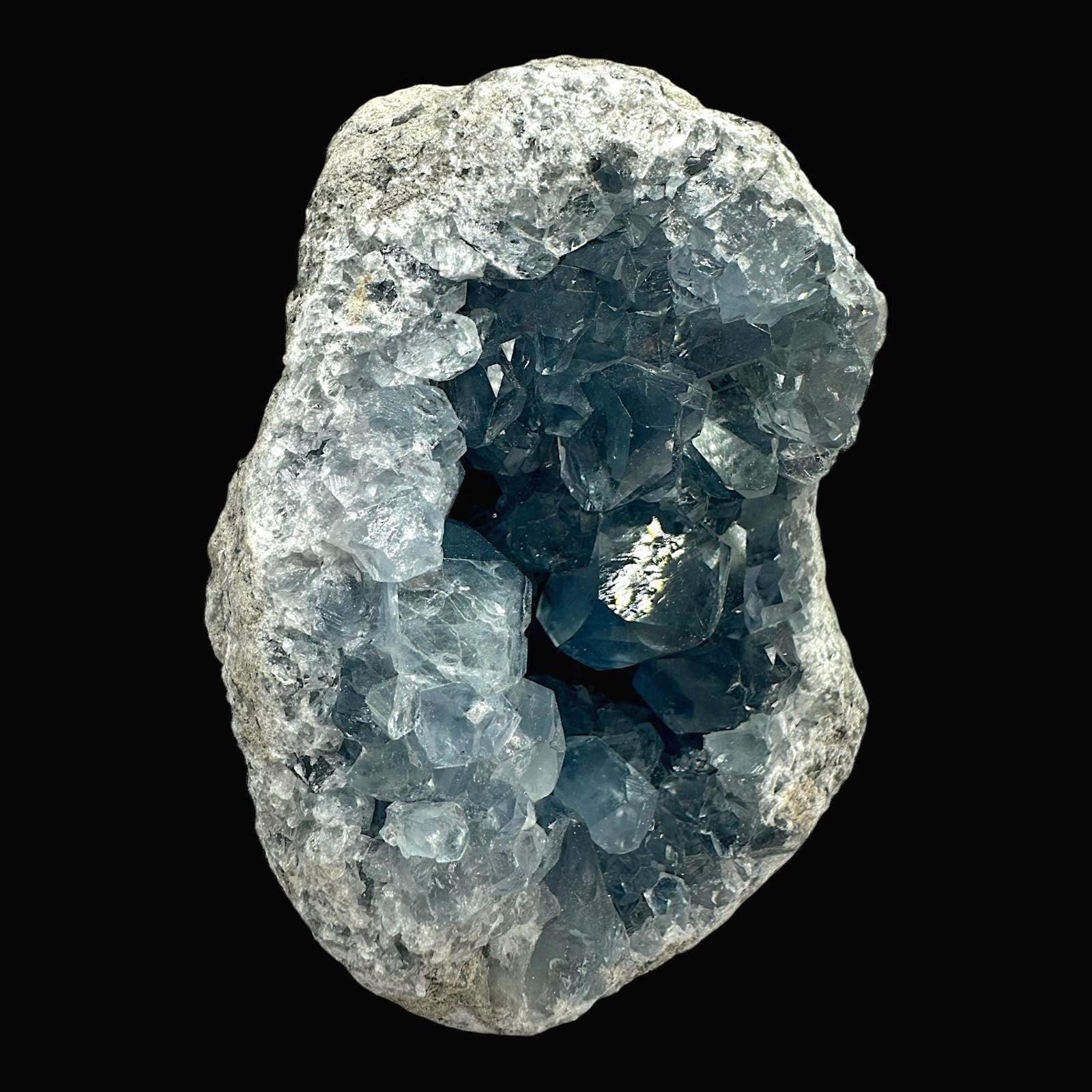 Blue celestite geode with deep blue crystals natural celestite cluster from madagascar for display or healing decor - Image 5
