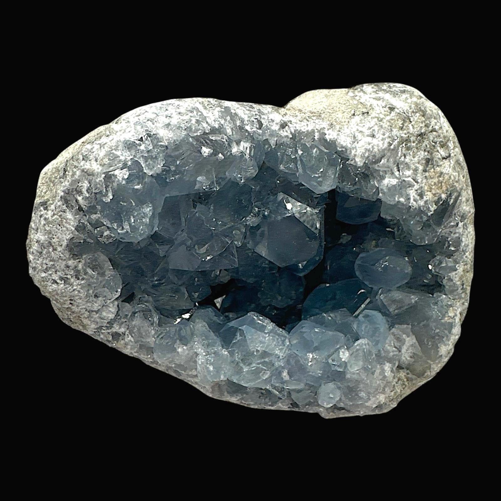 Blue celestite geode with deep blue crystals natural celestite cluster from madagascar for display or healing decor - Image 6