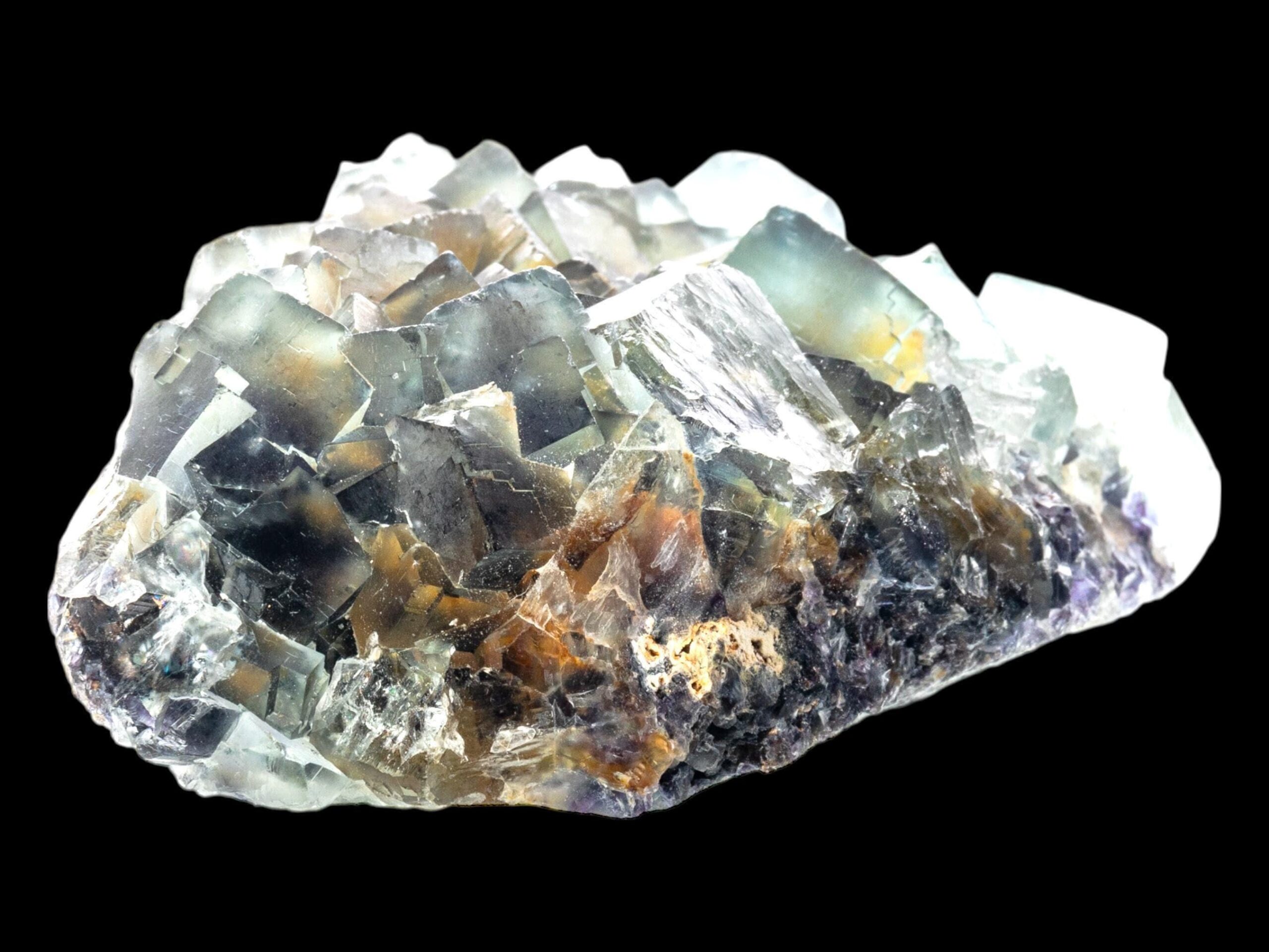 Fluorite mineral cluster, blue fluorite crystal with cubic formation, natural fluorite specimen from namibia, okorusu locality