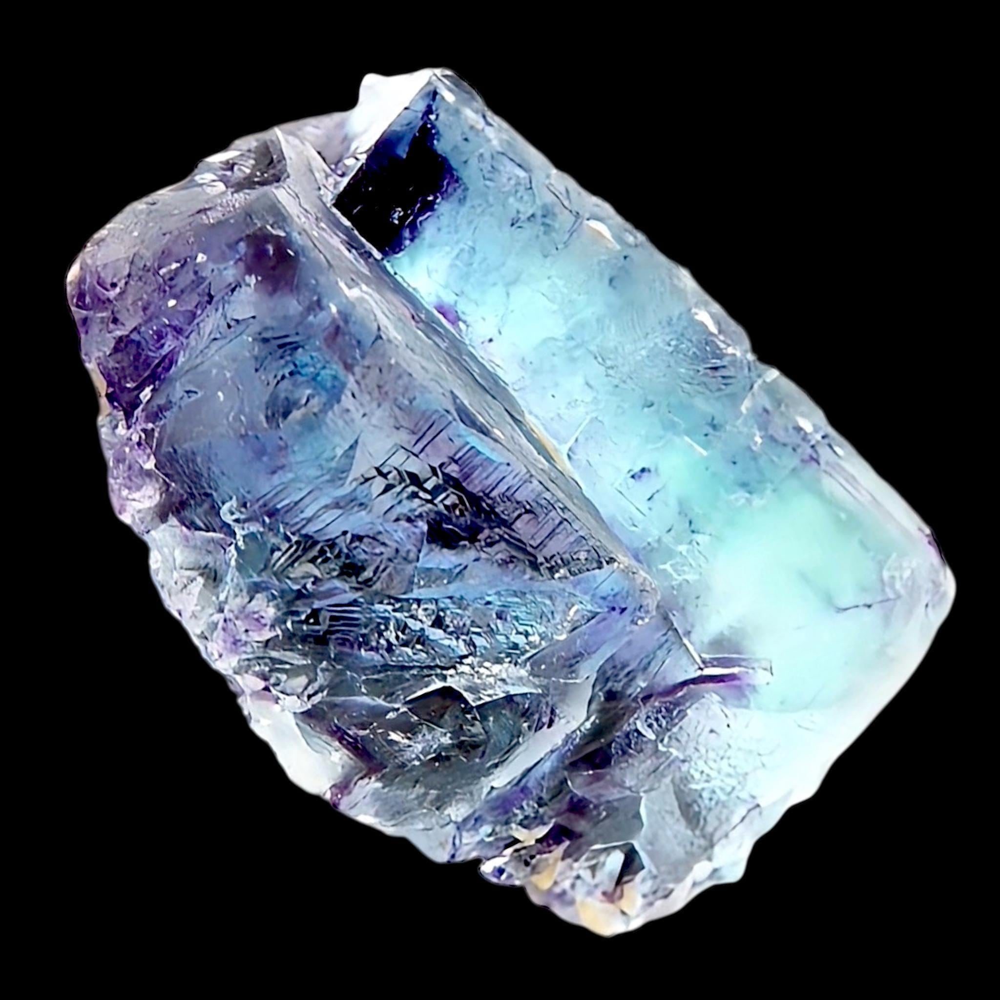 Blue fluorite crystal with purple zoning, natural fluorite specimen from china for collectors - Image 2