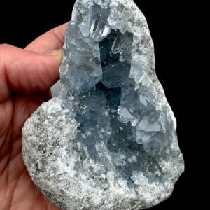 Blue celestite geode for home decor, natural celestite cluster for collectors, raw blue crystal display piece