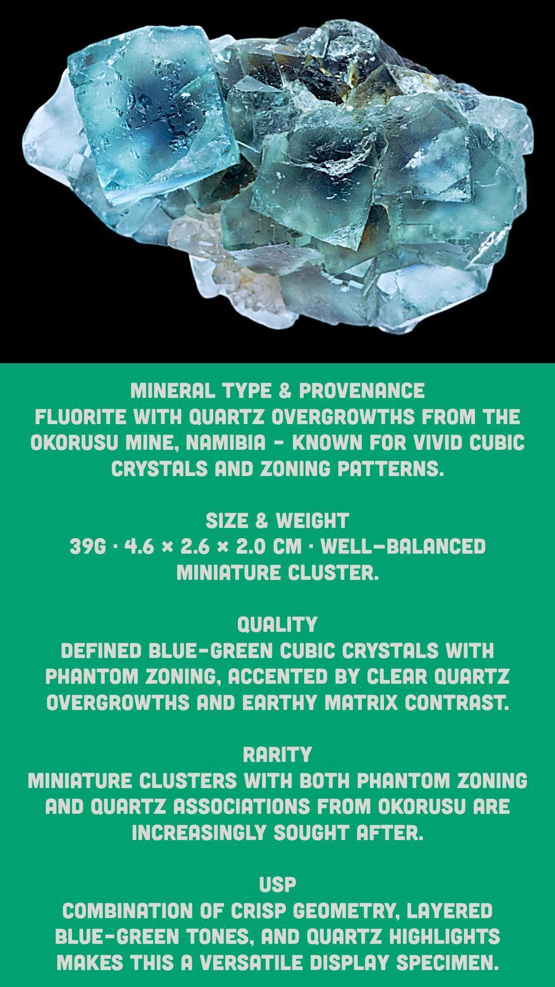 Blue fluorite crystal, fluorite mineral specimen, UV reactive fluorite, Okorusu Fluorite from Namibia - Image 9