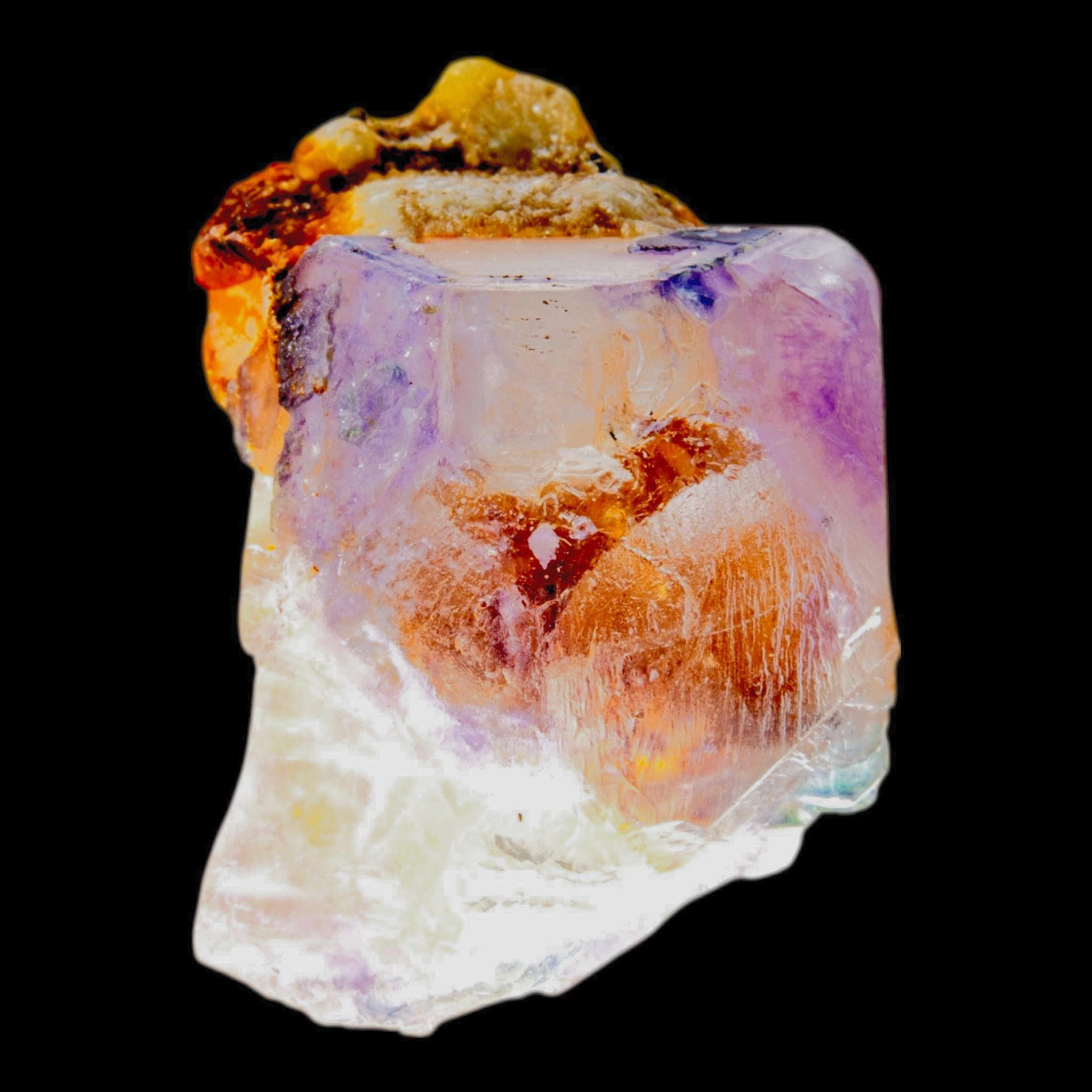 Fluorite crystal specimen on matrix for display, natural cubic fluorite for collectors, small display piece