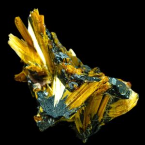 Rutile on hematite crystal, golden rutile cluster from brazil, raw crystal specimen, rare mineral for display or collectors