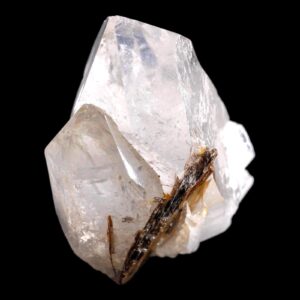 Brookite in quartz crystal cluster from brazil, natural quartz with brookite inclusion, raw mineral specimen for collectors