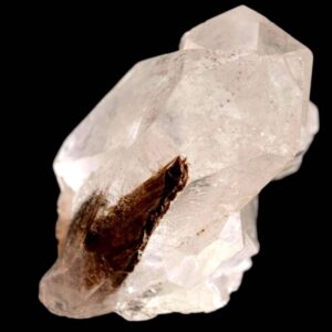 Brookite in quartz crystal, brookite included quartz, quartz with brookite, diamantina brazil, collector mineral specimen