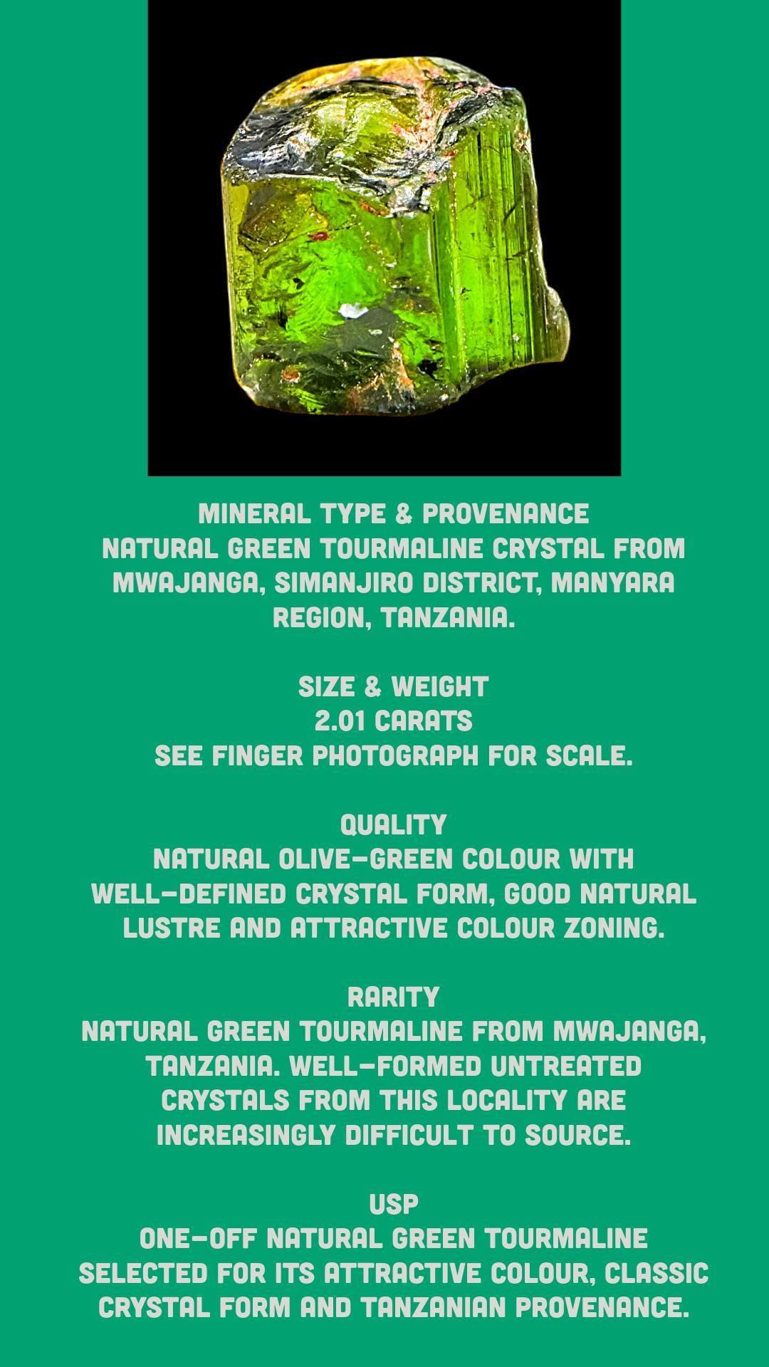 Green tourmaline crystal, raw tourmaline, natural tourmaline crystal, untreated tanzania tourmaline, mwajanga mineral specimen - Image 6
