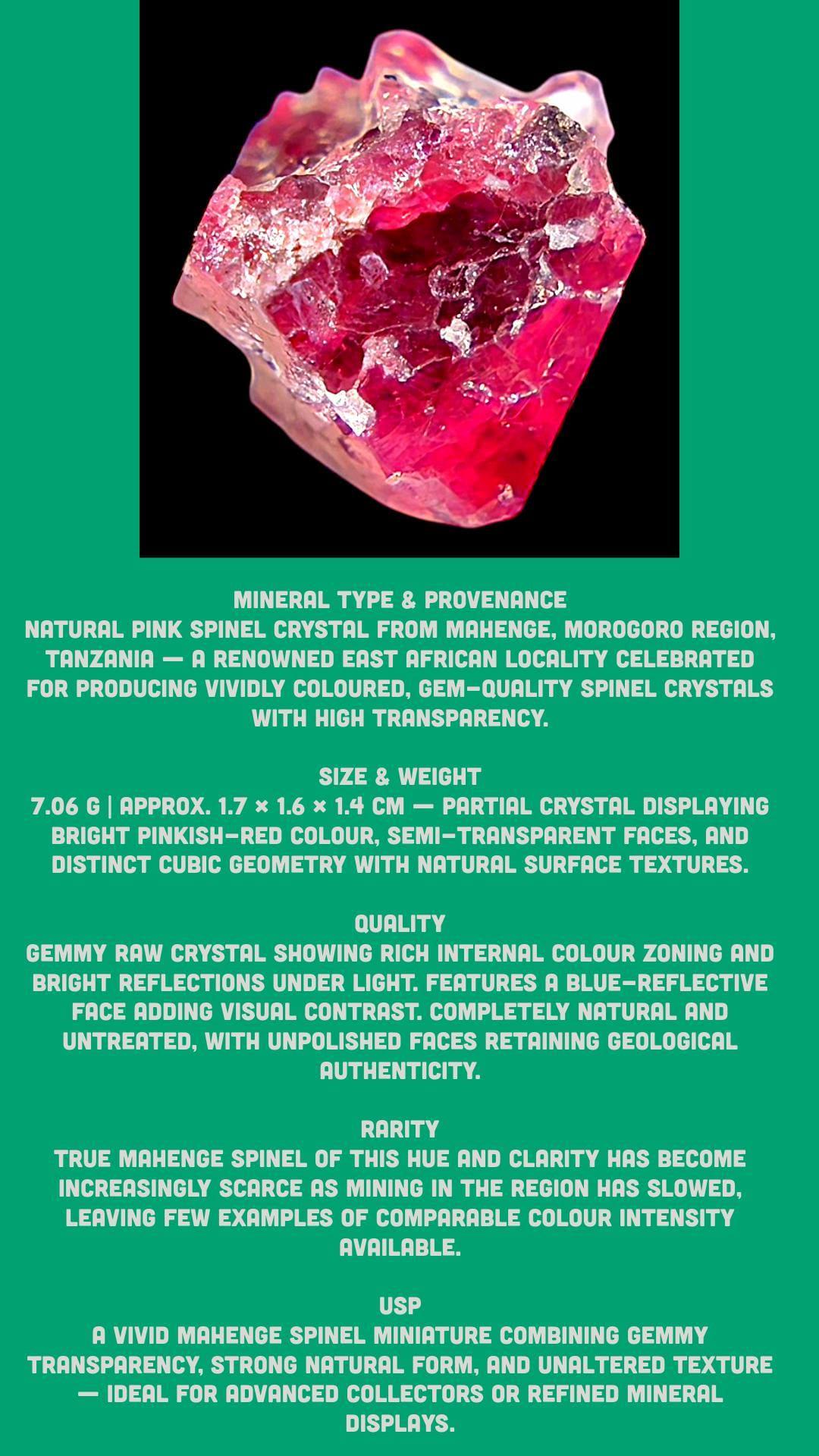 Raw pink spinel crystal, natural spinel specimen, untreated gemstone, mahenge tanzania, collector mineral, gem crystal - Image 9