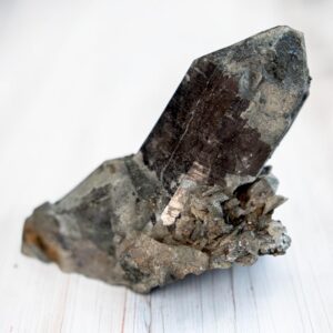Smoky quartz specimen, swiss smoky quartz crystal, alpine quartz with calcite, natural quartz crystal, mineral specimen for collectors