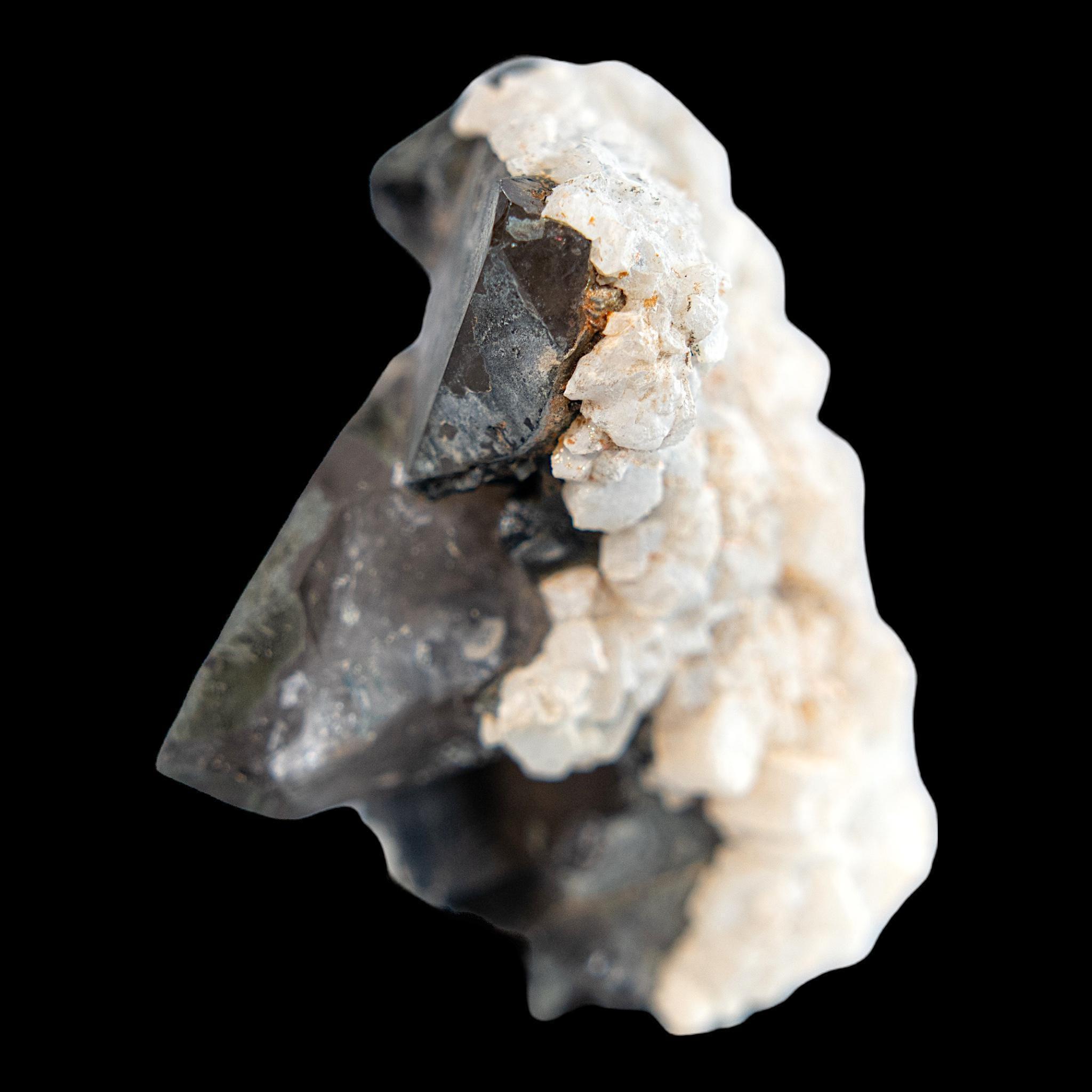 Smoky quartz with calcite cluster, natural quartz crystal for home decor or meditation space, grounding crystal gift for collectors - Image 3