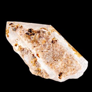Clear quartz crystal with siderite inclusions, natural double terminated swiss quartz, raw alpine mineral, collector crystal gift