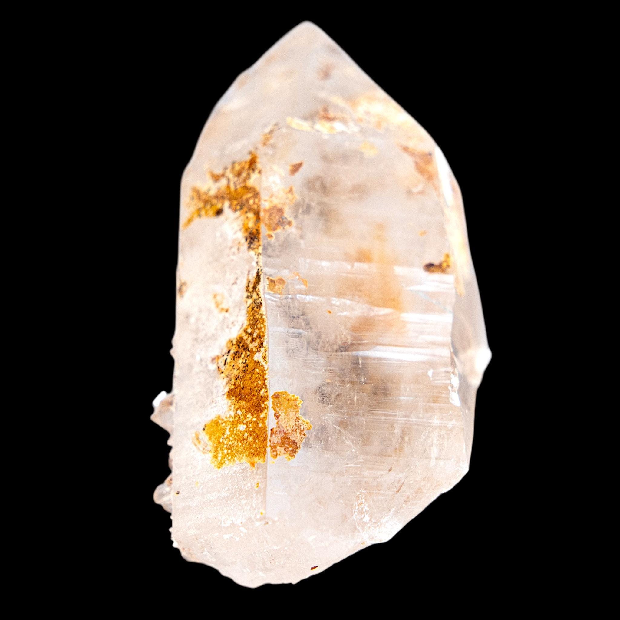 Clear quartz crystal with siderite inclusions, natural double terminated swiss quartz, raw alpine mineral, collector crystal gift - Image 4