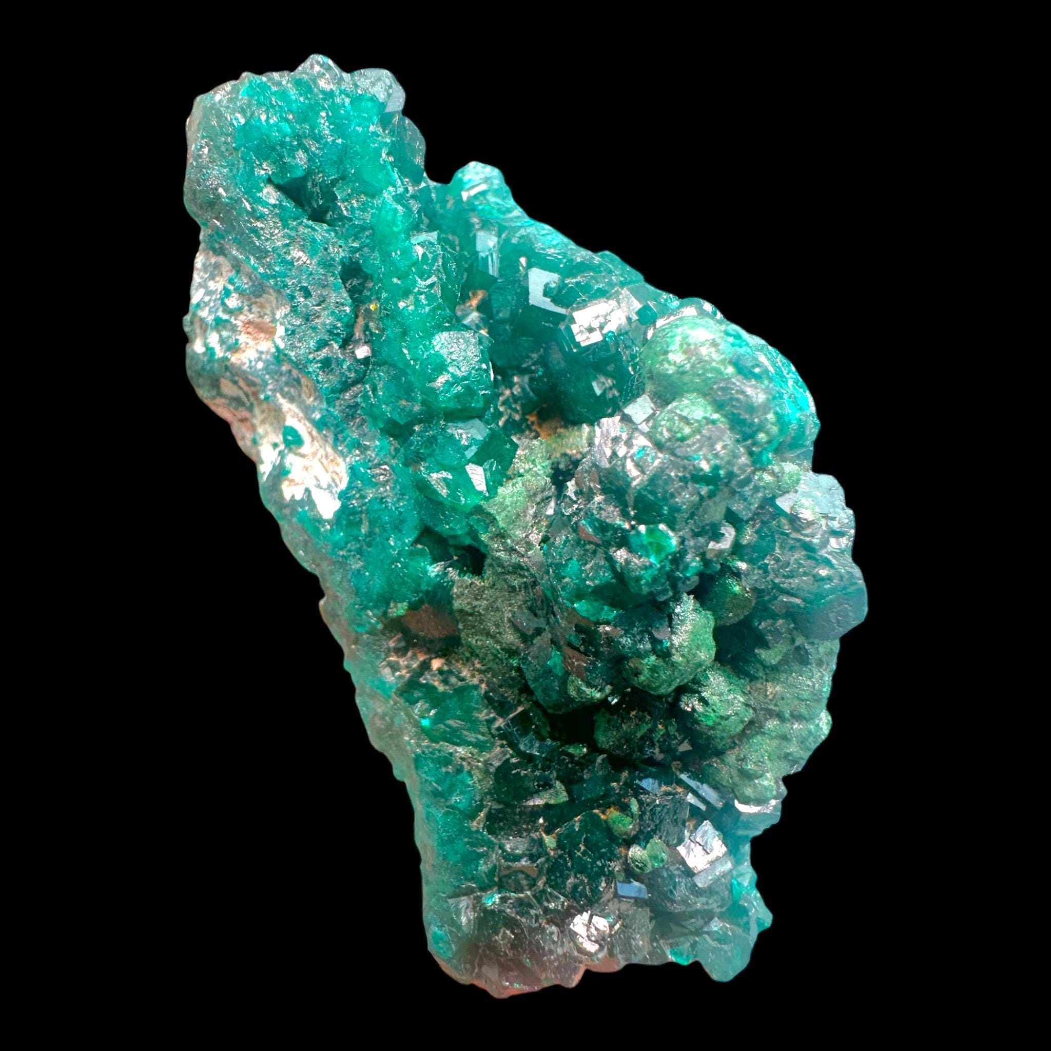 Dioptase crystal with malachite, dioptase specimen, raw dioptase crystal, green dioptase mineral, natural crystal from congo