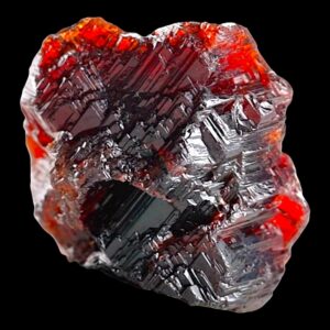 Spessartine garnet crystal, red garnet mineral specimen, etched garnet crystal, natural garnet crystal, brazilian mineral