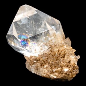 Herkimer diamond crystal, herkimer on matrix, double terminated quartz crystal, clear quartz specimen, collector mineral