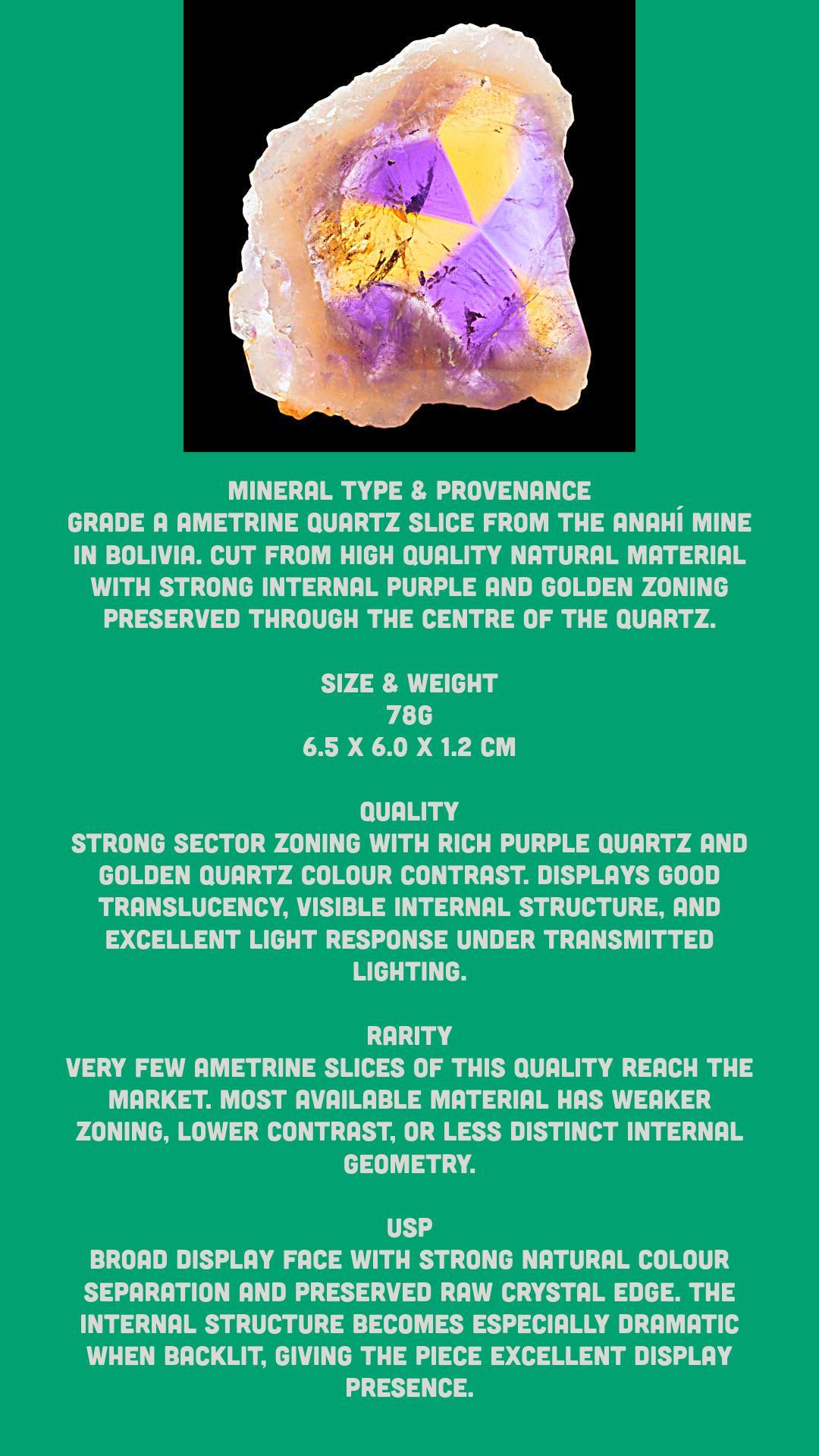 Ametrine crystal slab, polished ametrine quartz, natural mineral slice, display from bolivia - Image 6