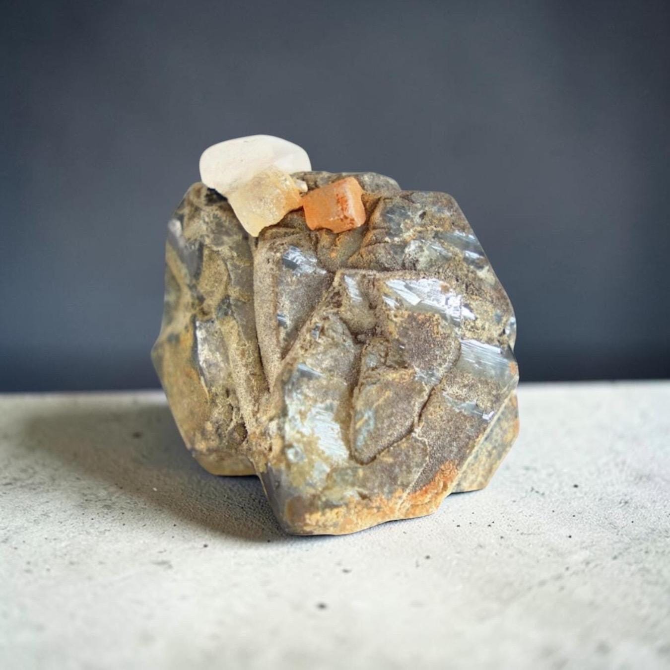 Smoky quartz crystal cluster, swiss alpine quartz specimen, natural raw crystal on matrix for mineral collectors - Image 3
