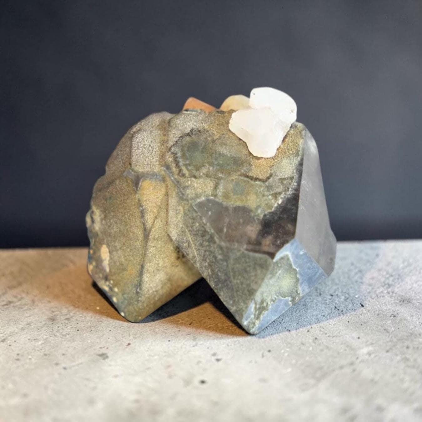 Smoky quartz crystal cluster, swiss alpine quartz specimen, natural raw crystal on matrix for mineral collectors - Image 4