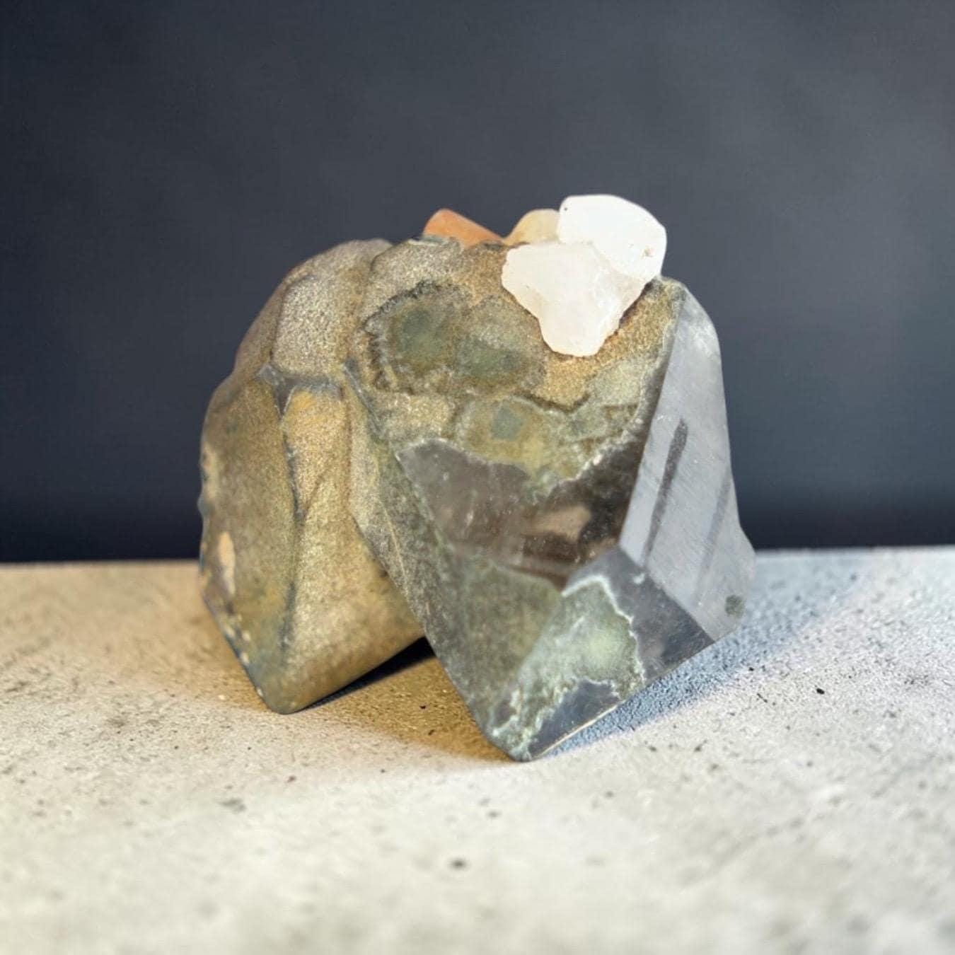 Smoky quartz crystal cluster, swiss alpine quartz specimen, natural raw crystal on matrix for mineral collectors - Image 5
